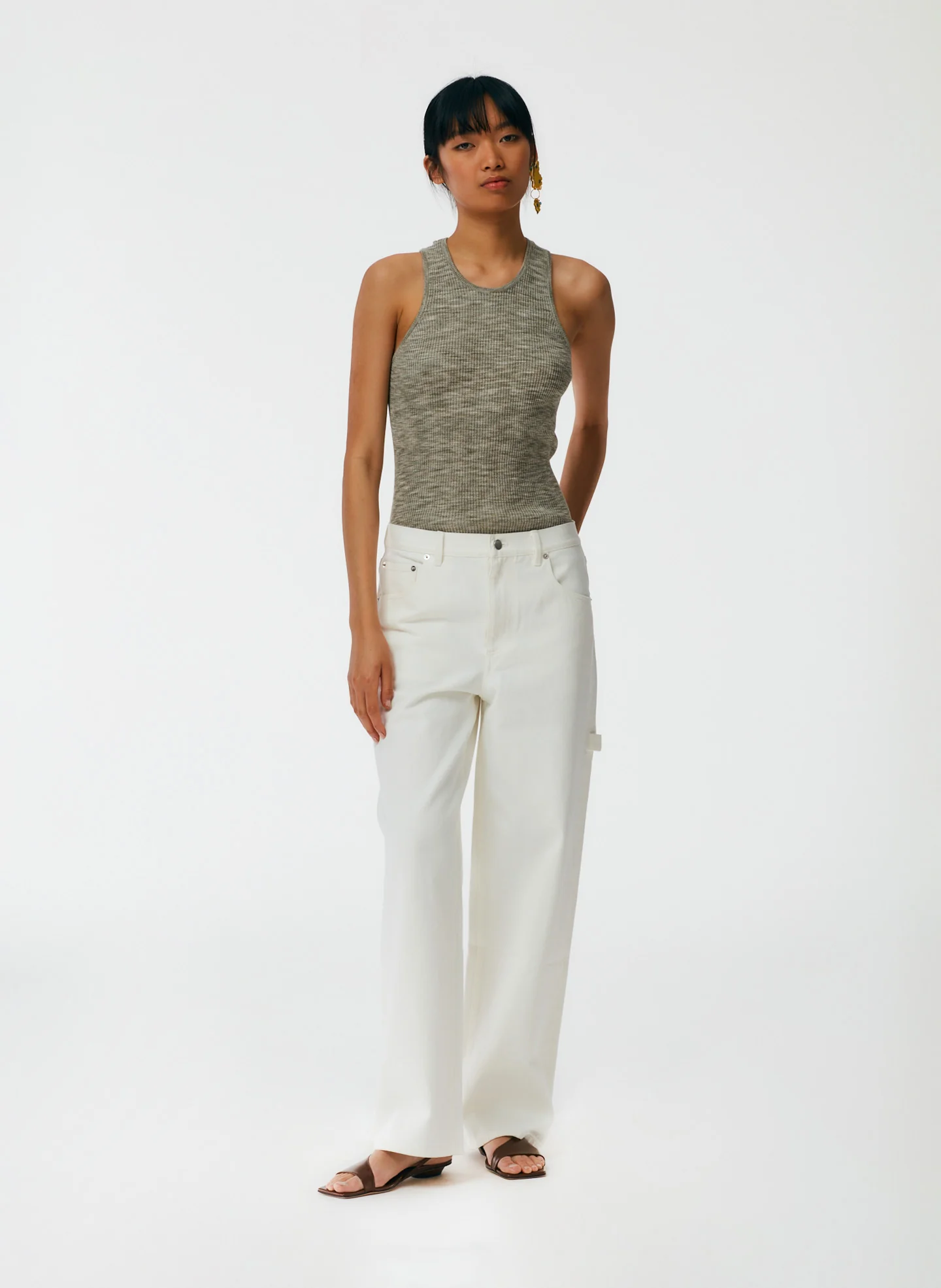 Printed Combed Cotton Ribbed Sweater Tank - Image 5