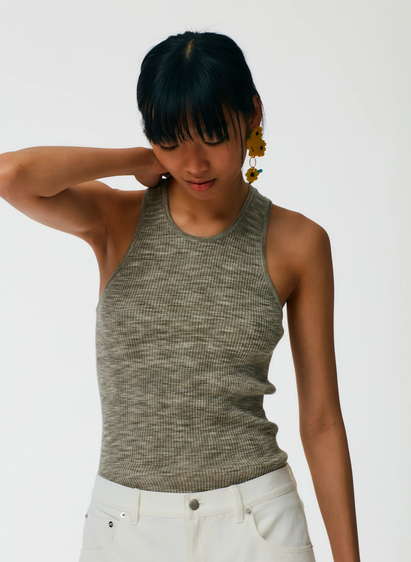 Printed Combed Cotton Ribbed Sweater Tank - Image 6