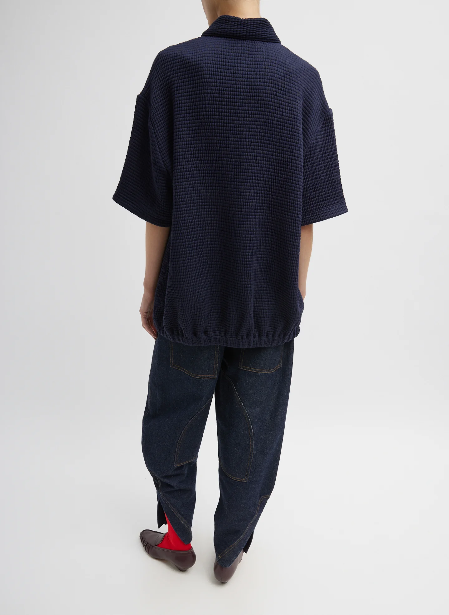 Quilted Waffle Polo Tunic Top - Image 8