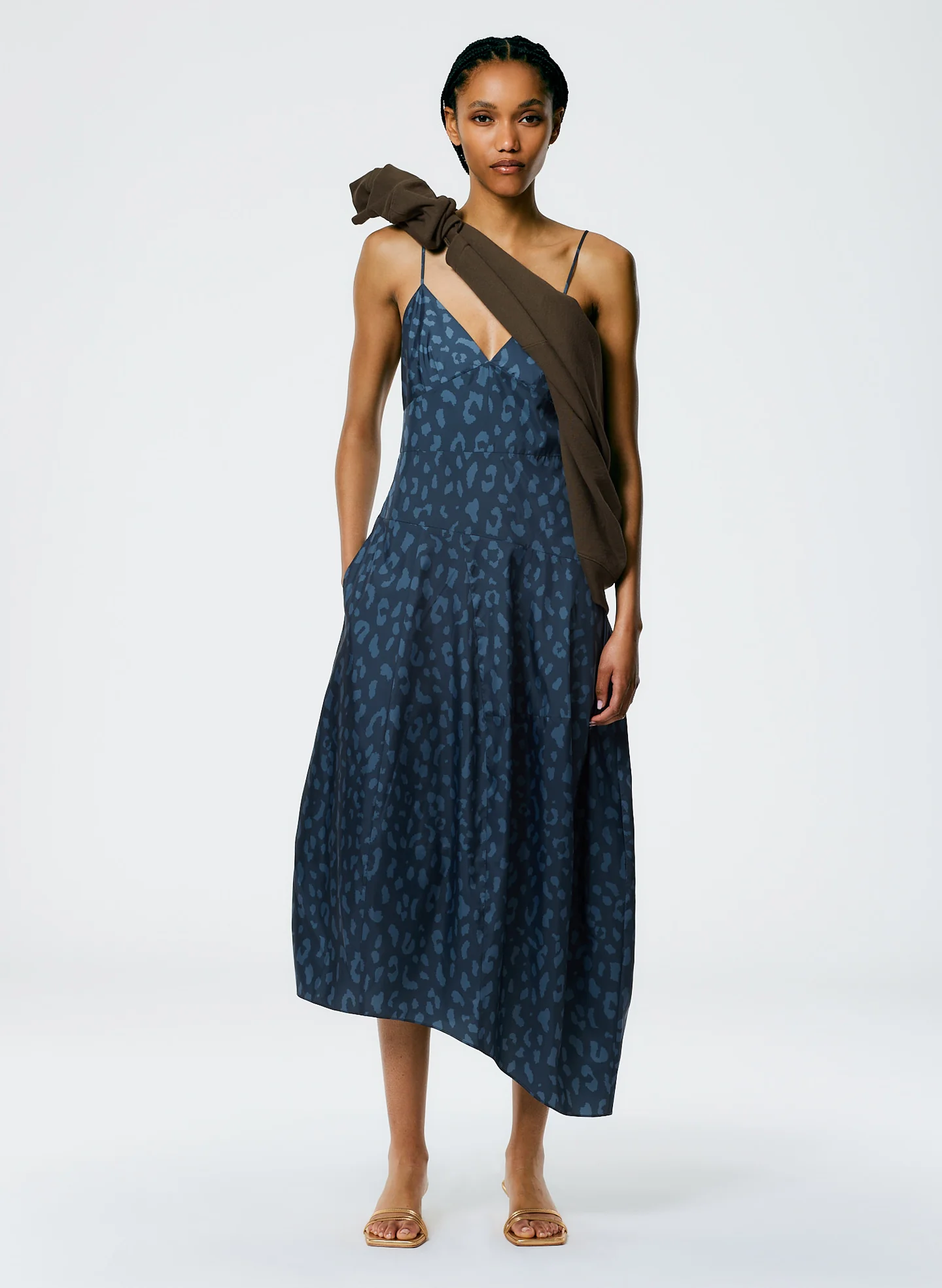 Recycled Sporty Nylon Cheetah Cami Dress