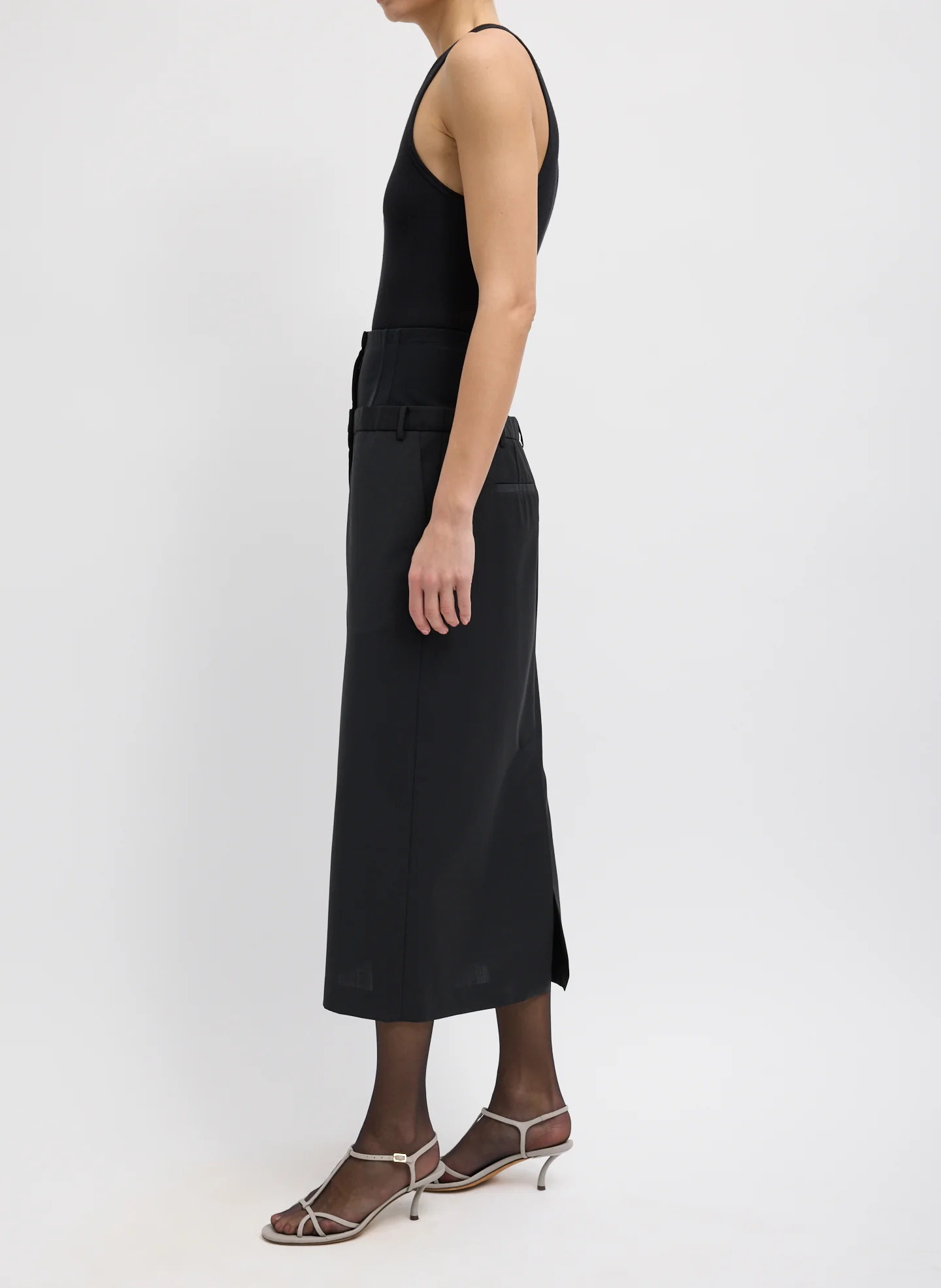 Recycled Tropical Wool Corset Maxi Trouser Skirt - Image 7