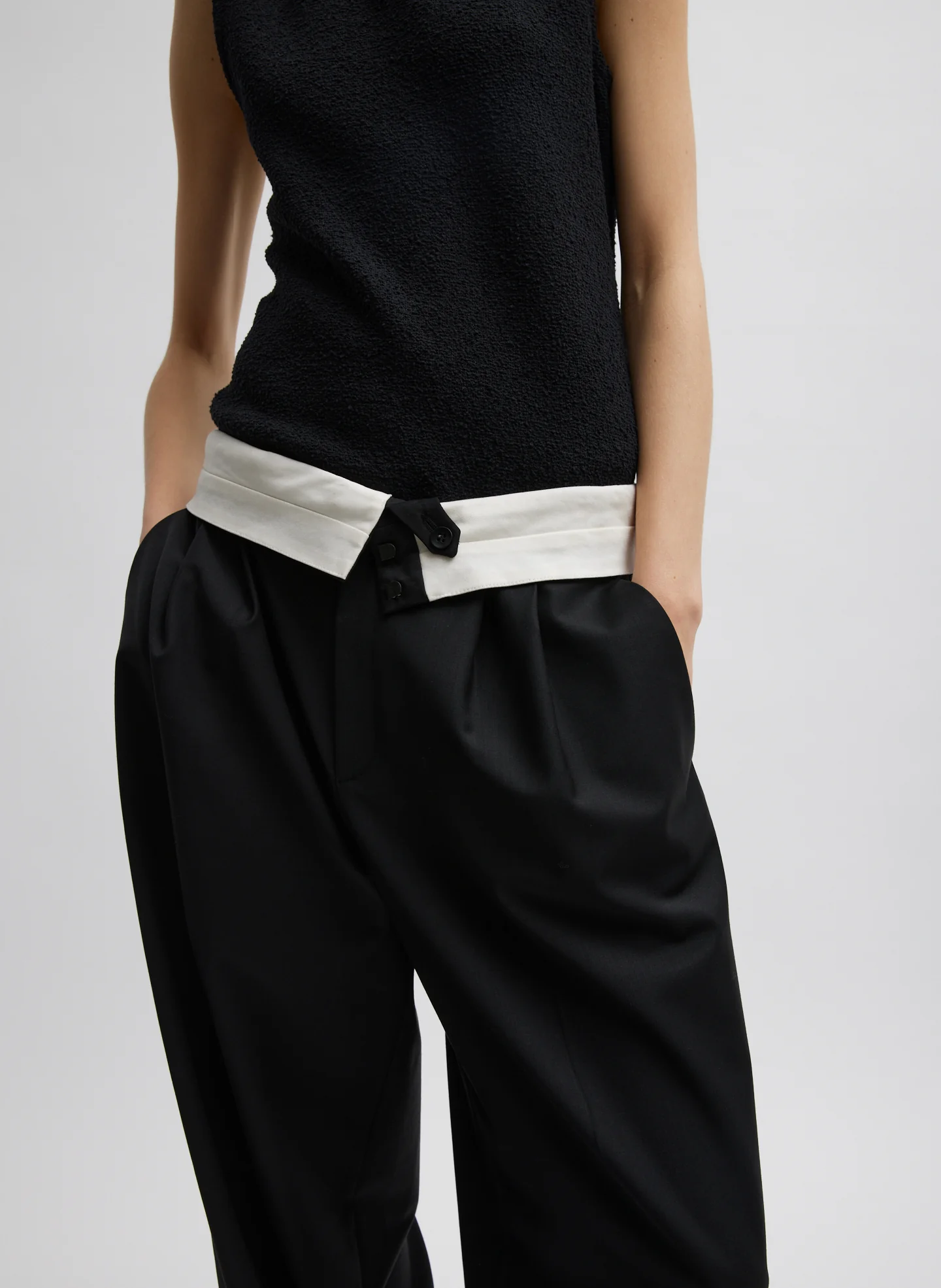 Recycled Tropical Wool Fold Over Pant - Image 2