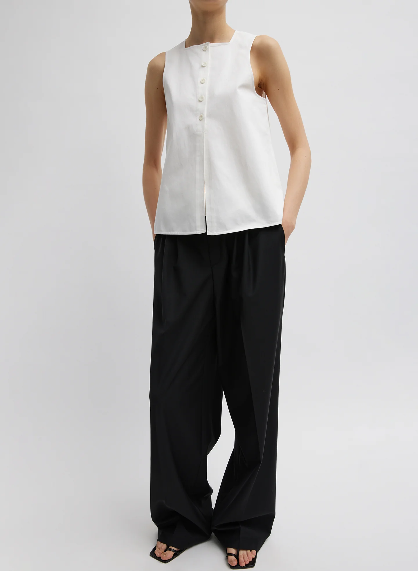 Recycled Tropical Wool Fold Over Pant - Image 3