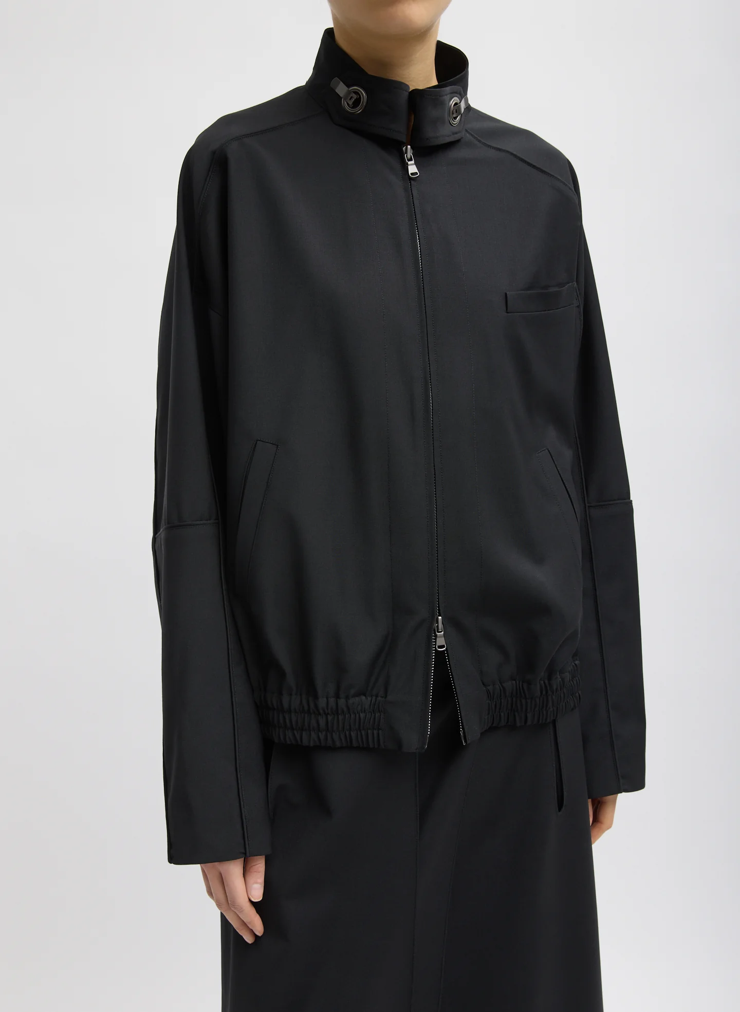 Recycled Tropical Wool Moto Bomber