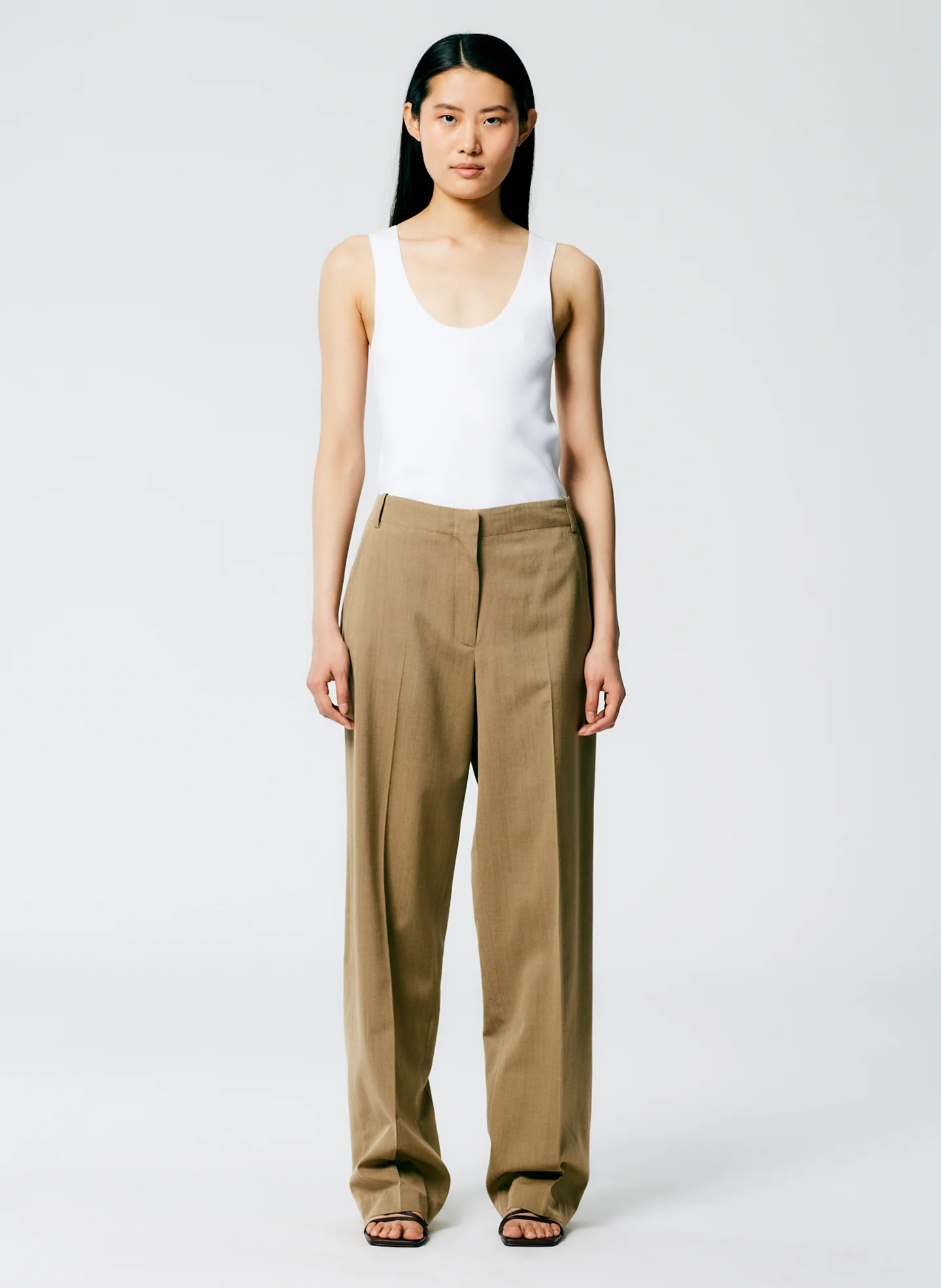 Refined Wool Tricotine Suiting Rodney Straight Leg