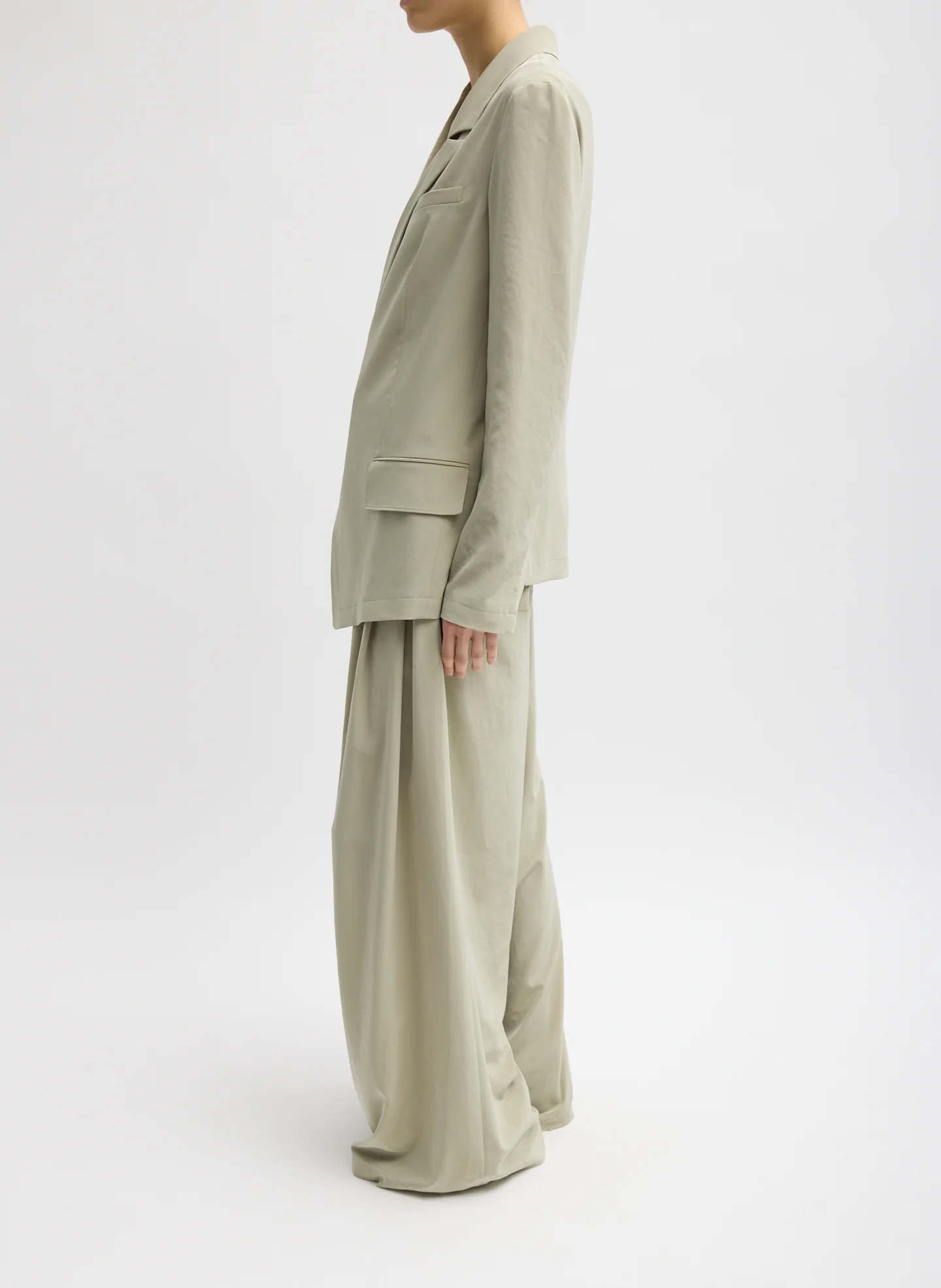Relaxed Suiting Asymmetrical Wrap Blazer - Image 3
