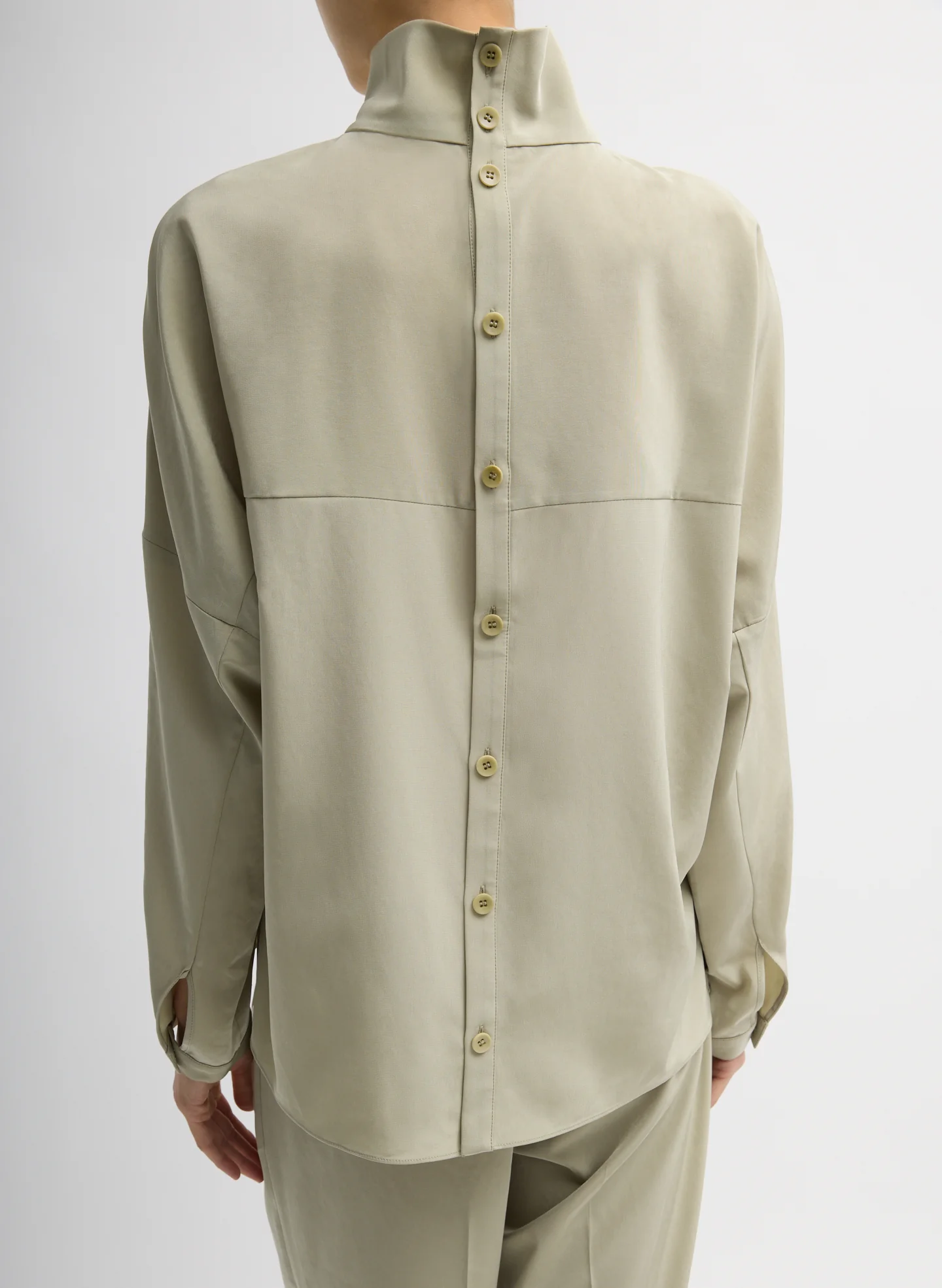Relaxed Suiting Funnel Neck Dolman Sleeve Top - Image 3