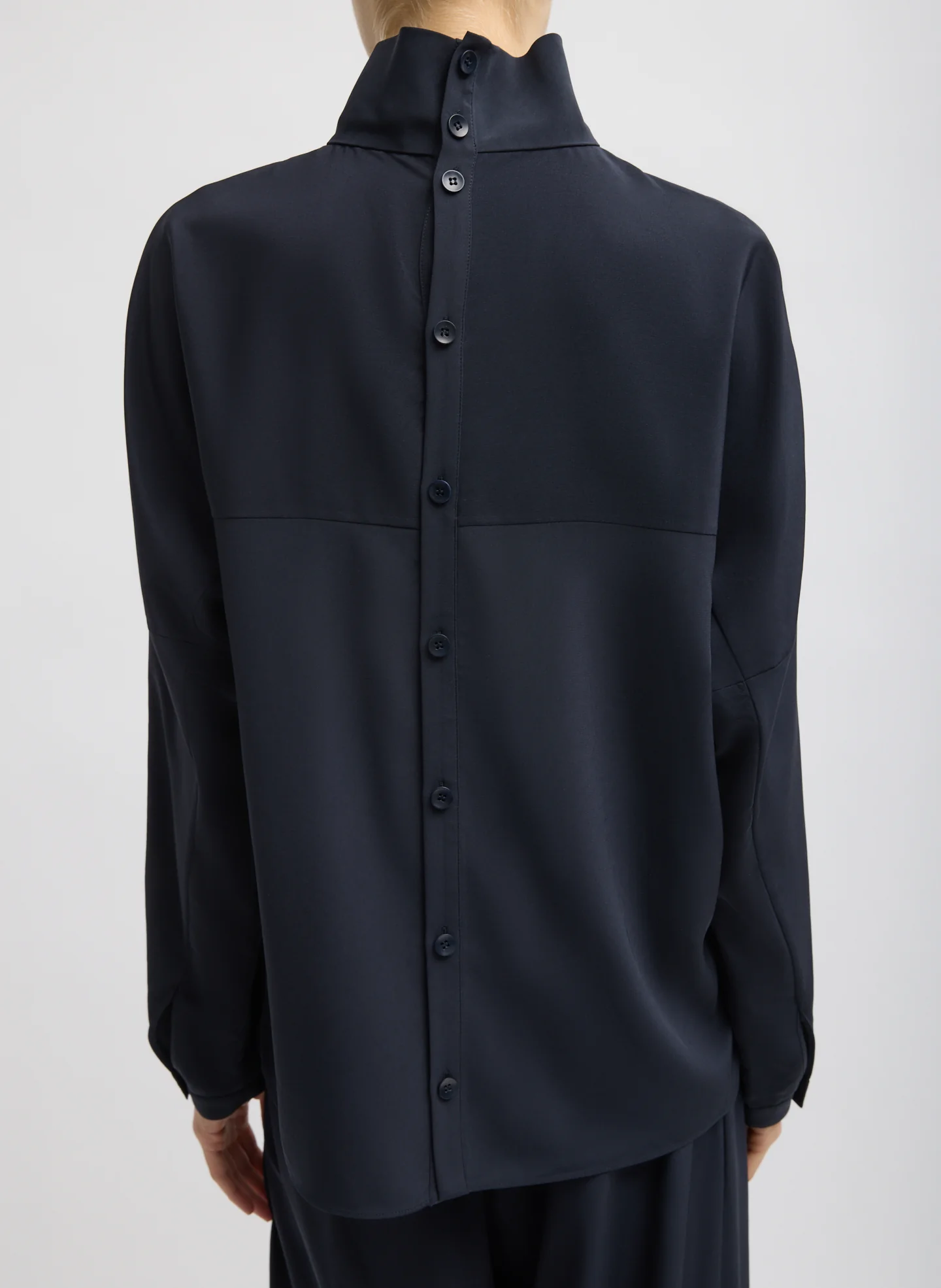 Relaxed Suiting Funnel Neck Dolman Sleeve Top - Image 2
