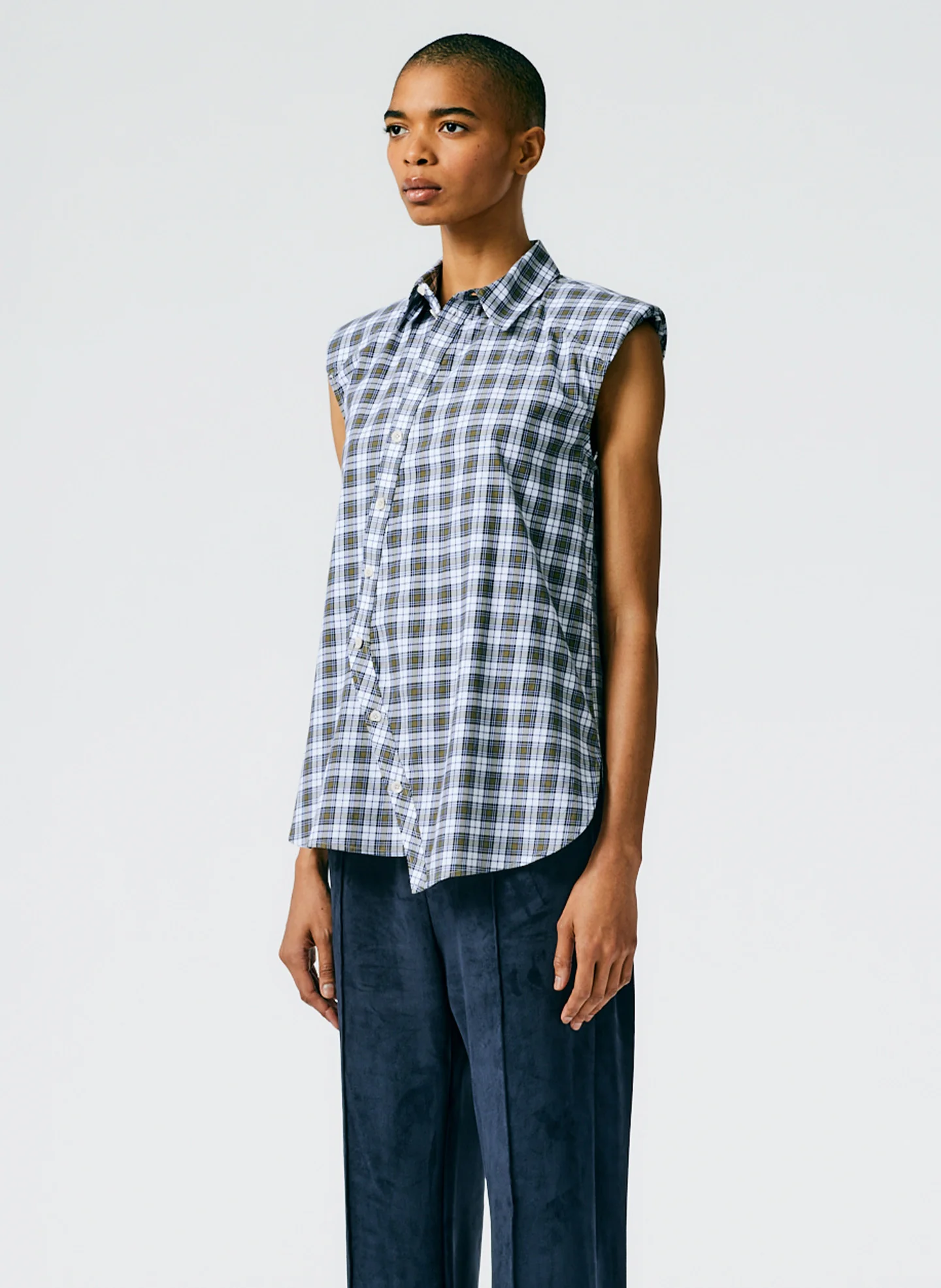 Reynolds Plaid Sleeveless Shoulderpad Shirt - Image 3