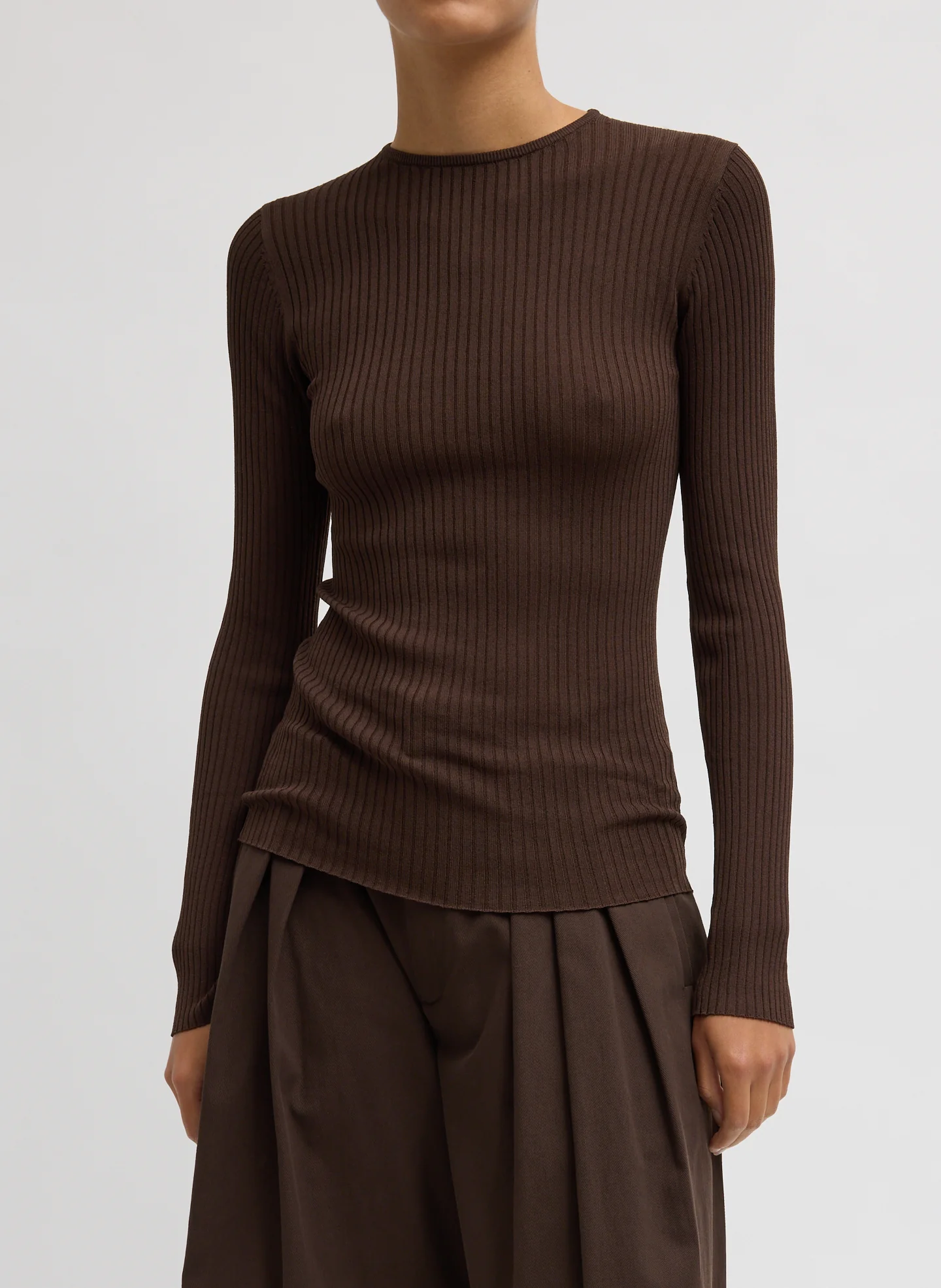 Ribbed Sweater Crewneck Pullover