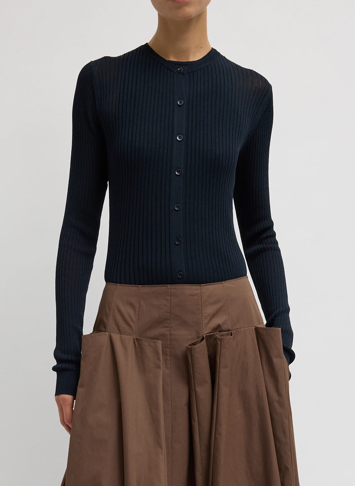 Ribbed Sweater Slim Cardigan - Image 5
