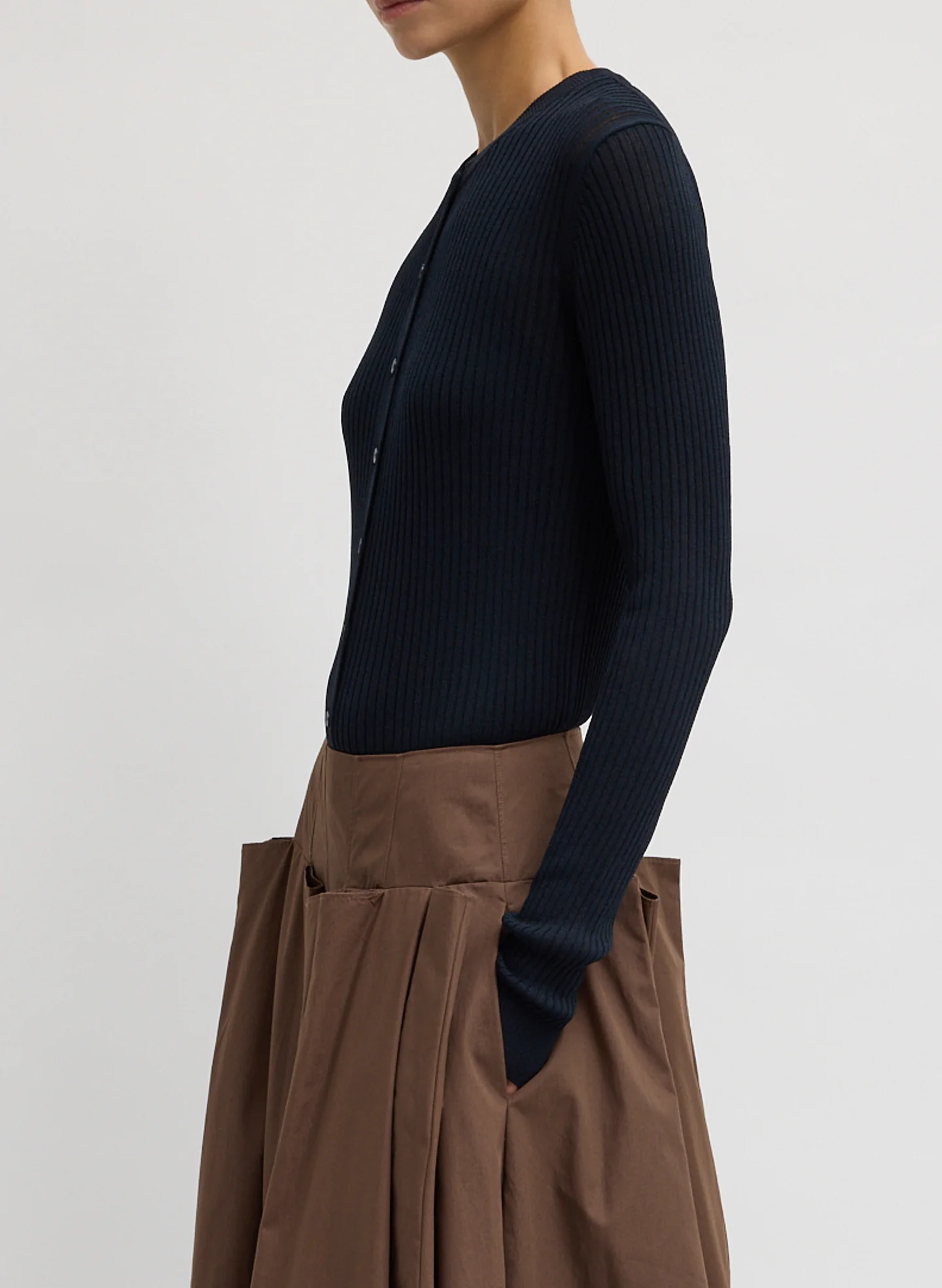 Ribbed Sweater Slim Cardigan - Image 6