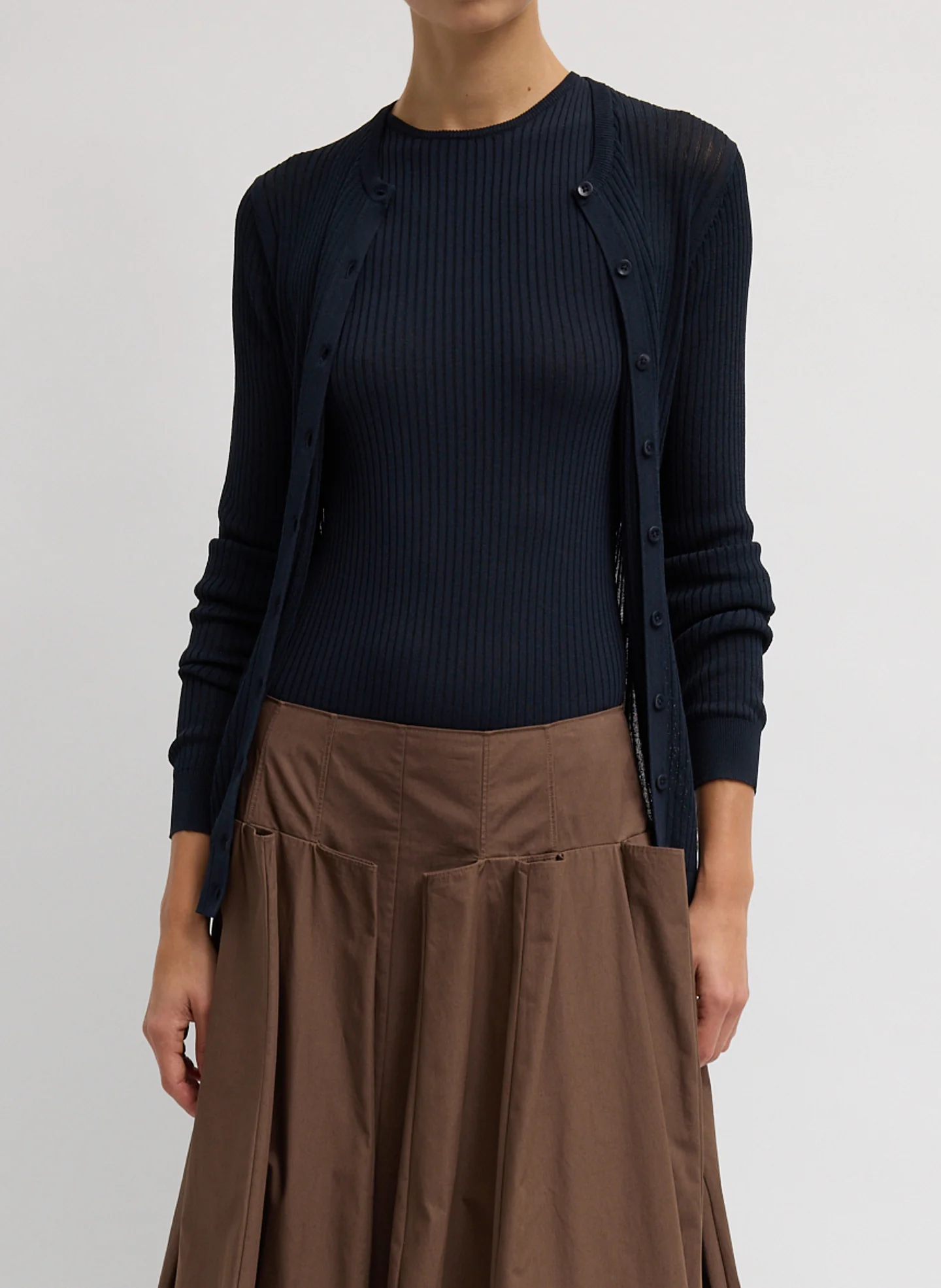 Ribbed Sweater Slim Cardigan - Image 8