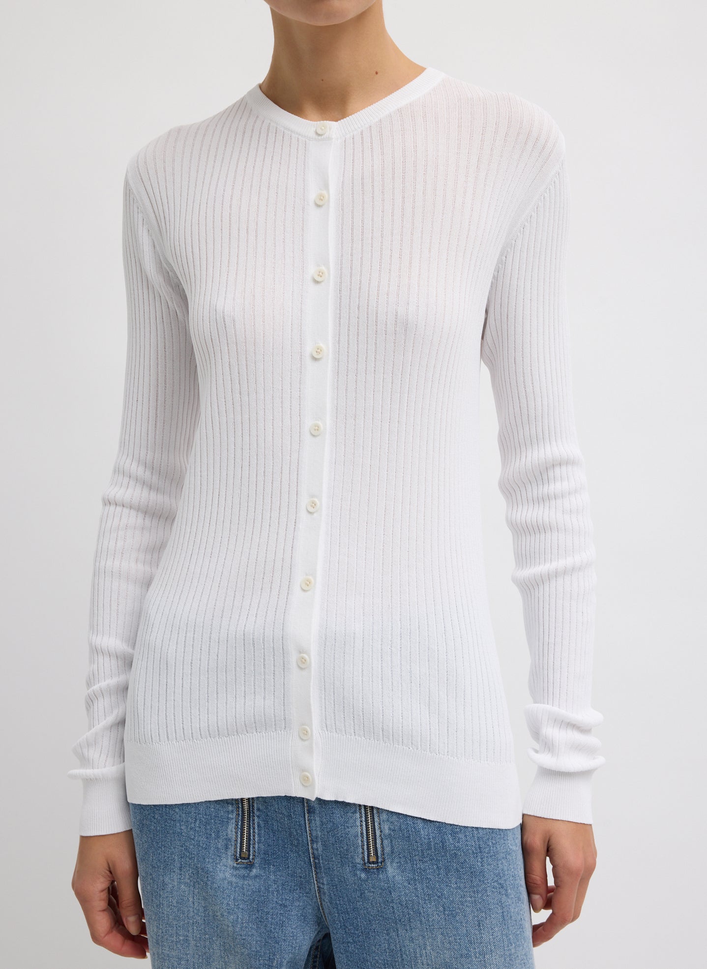 Ribbed Sweater Slim Cardigan