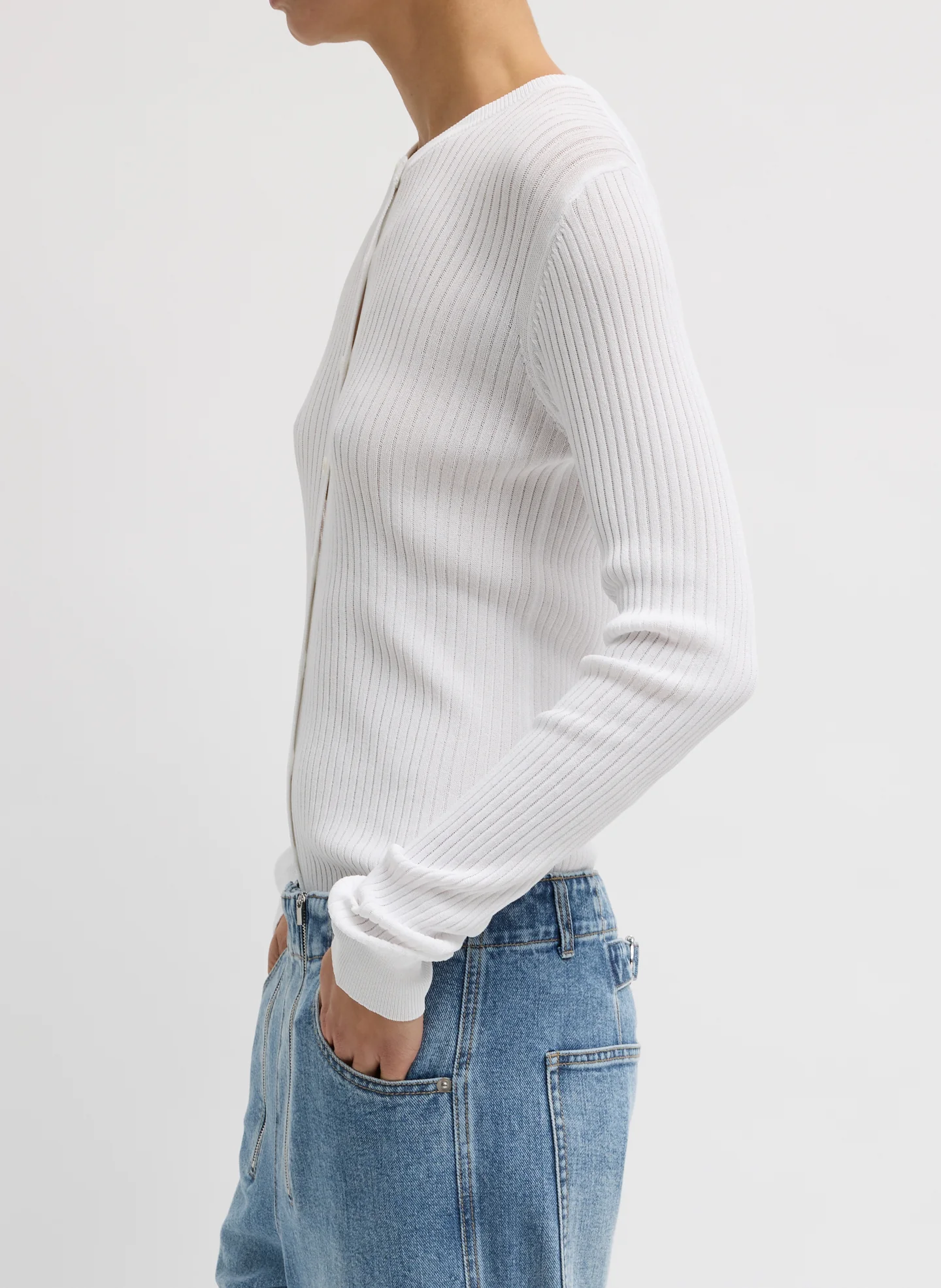 Ribbed Sweater Slim Cardigan - Image 4