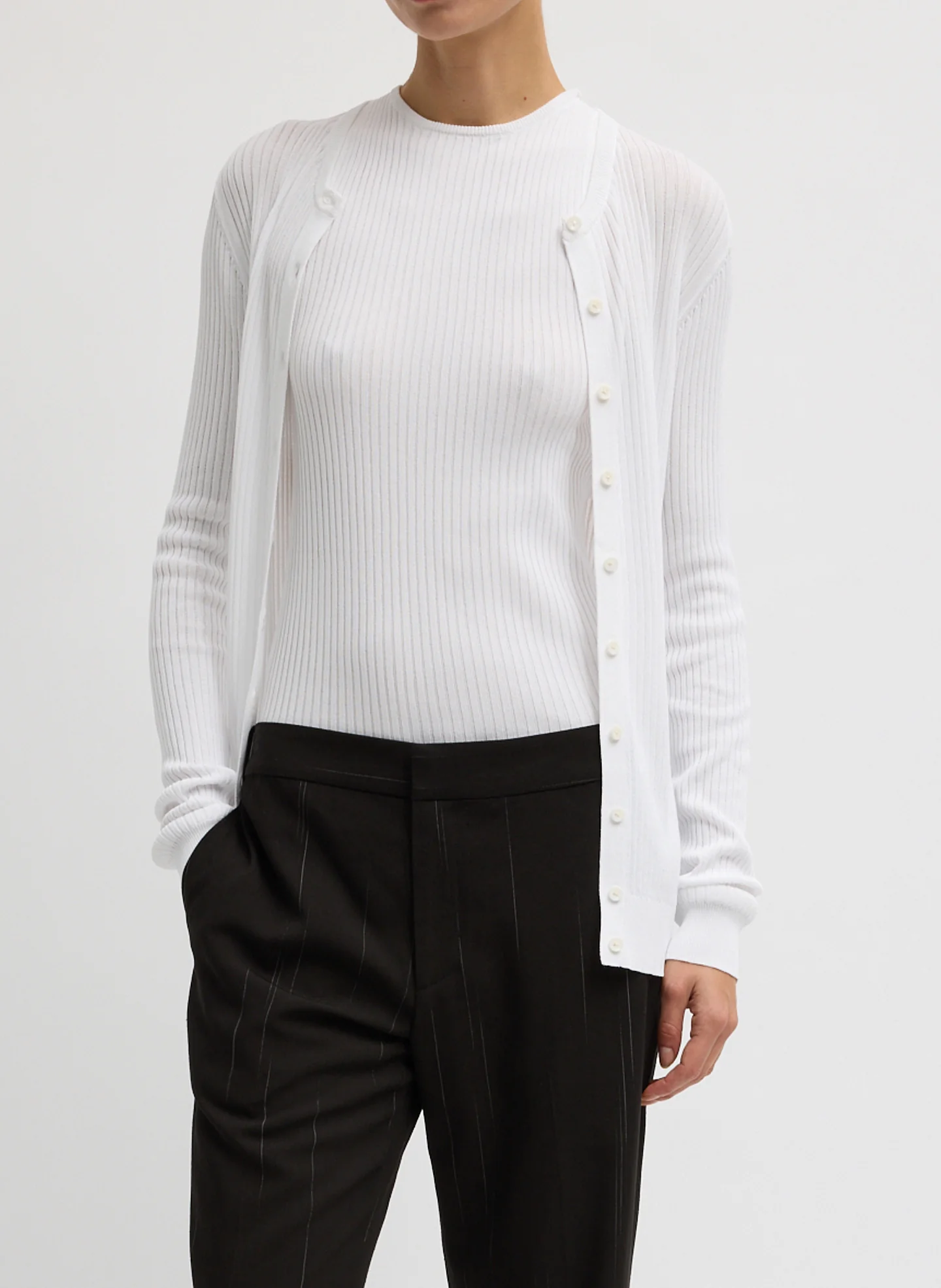 Ribbed Sweater Slim Cardigan - Image 6