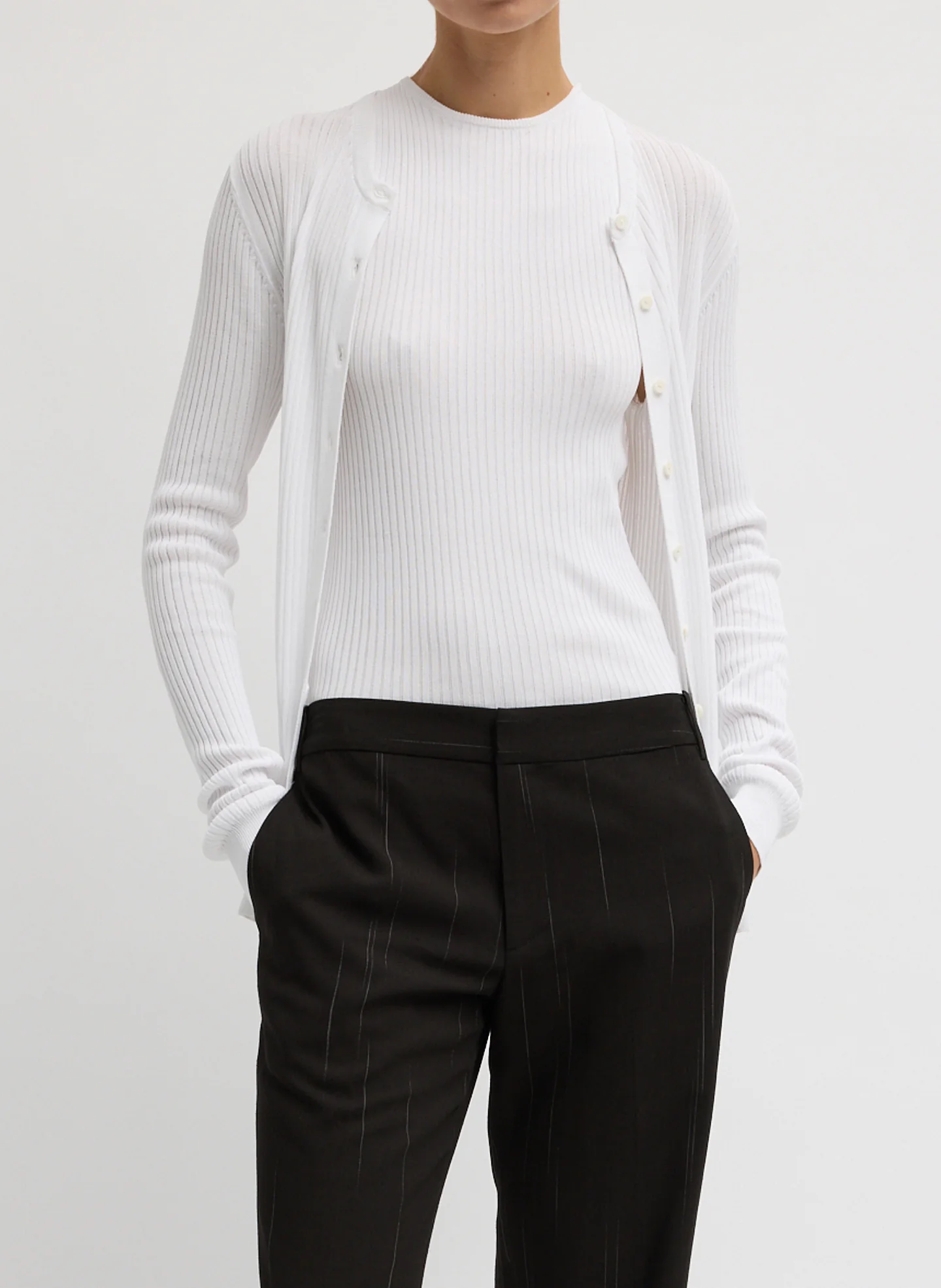 Ribbed Sweater Slim Cardigan - Image 7
