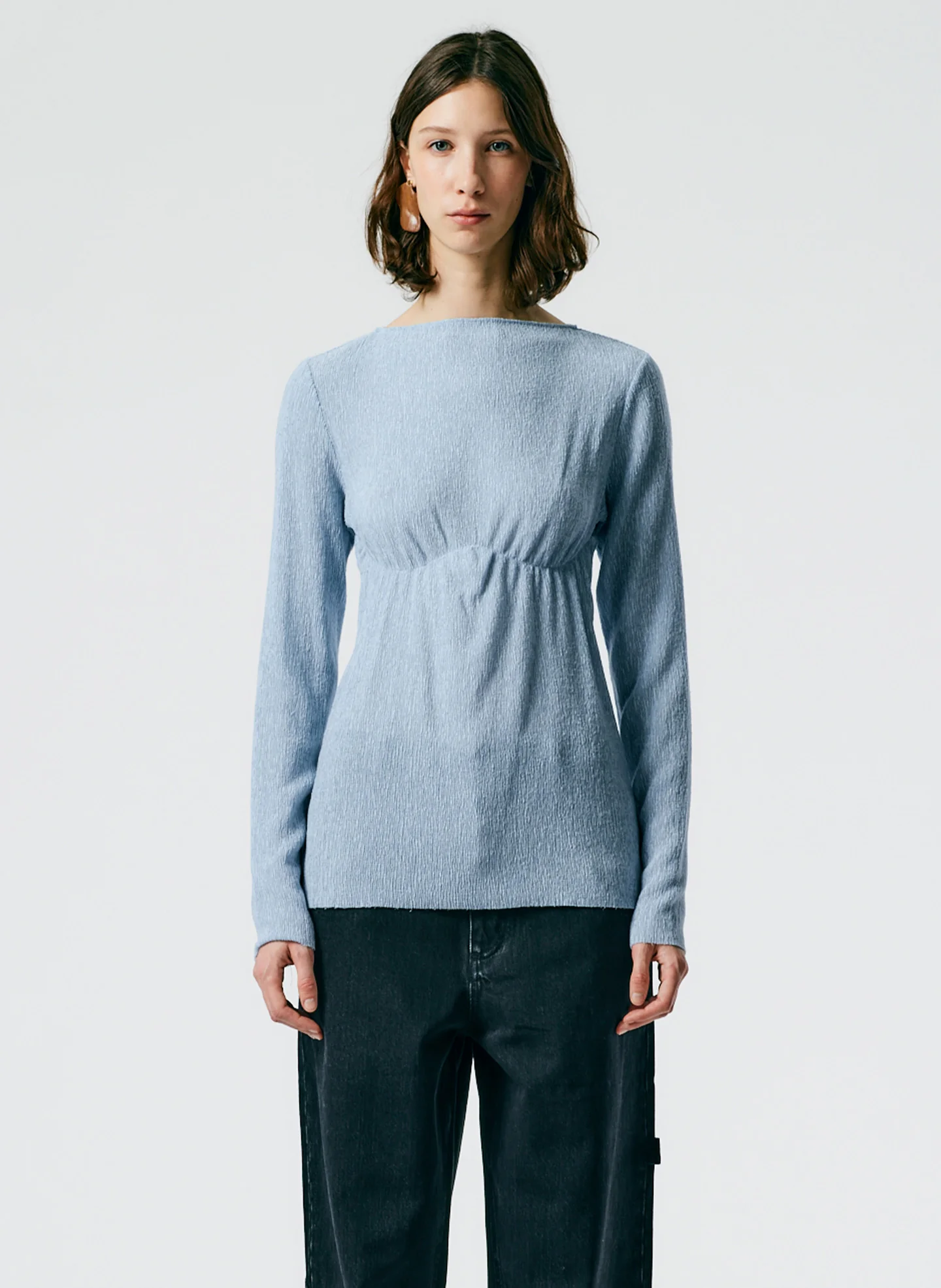 Sage Crinkle Lyocell Boatneck T-Shirt - Image 4