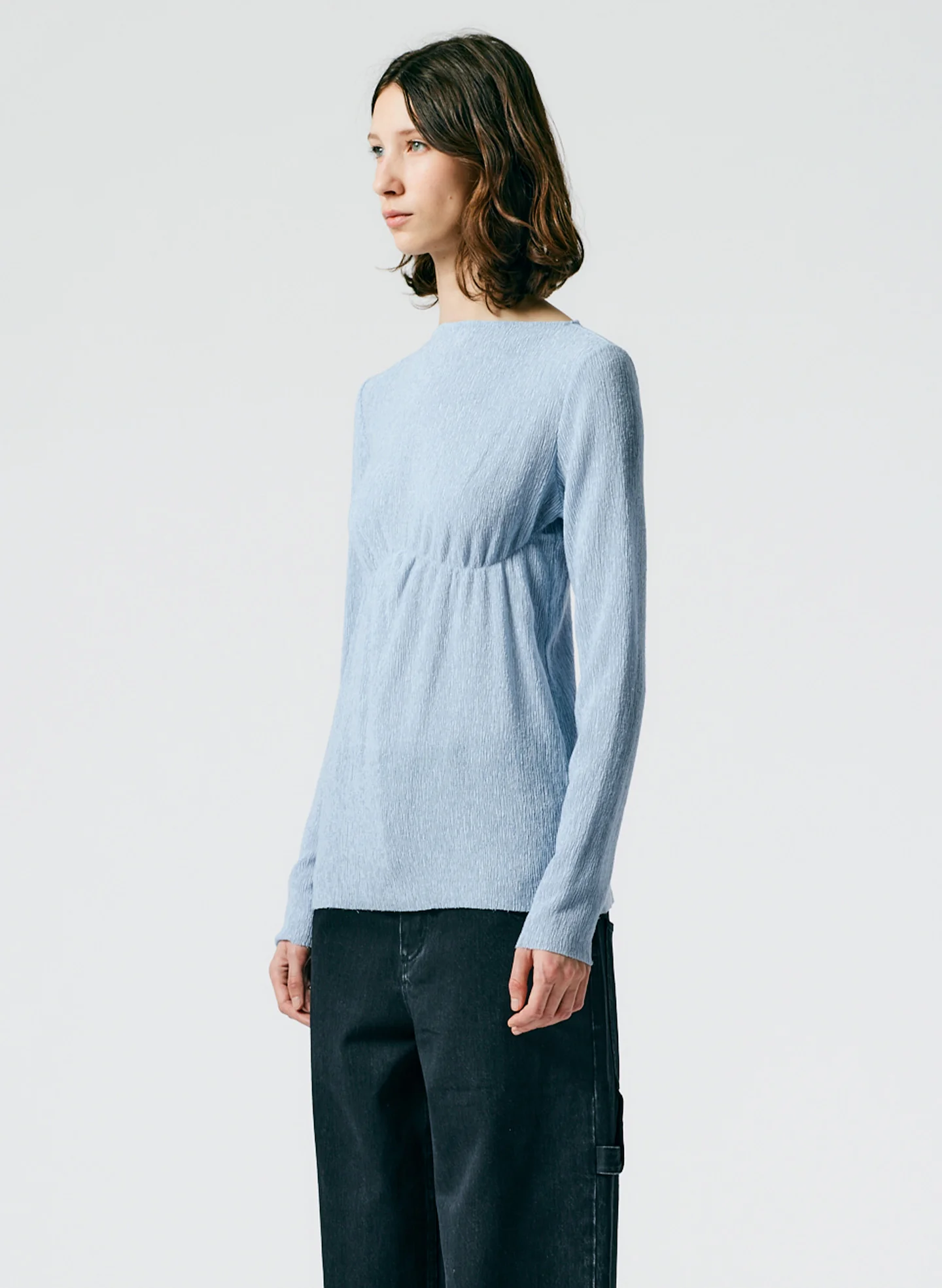 Sage Crinkle Lyocell Boatneck T-Shirt - Image 5