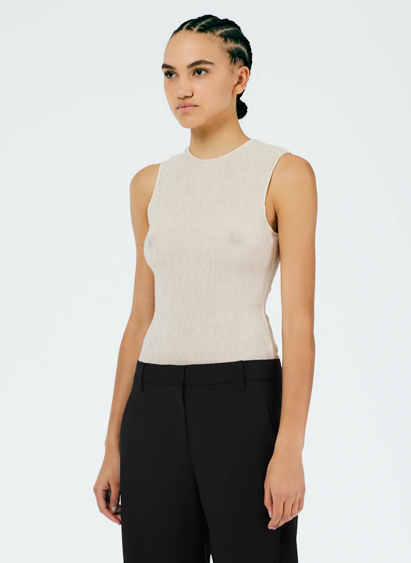 Sage Crinkle Lyocell Fitted Tank - Image 2