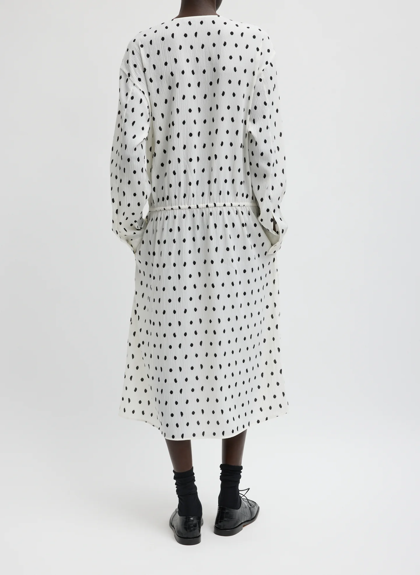 Scribble Dot Print Stretch Plisse Wrap Dress - Image 4