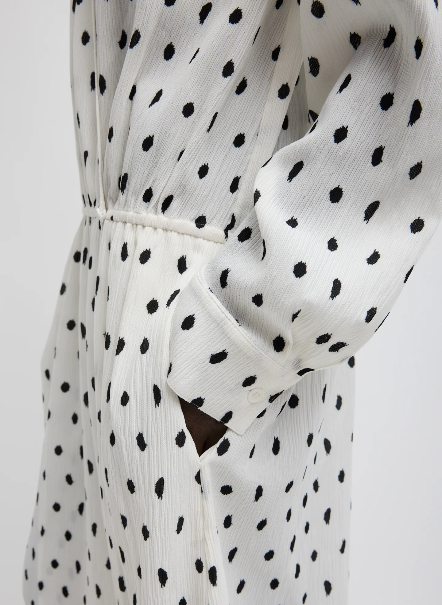 Scribble Dot Print Stretch Plisse Wrap Dress - Image 6