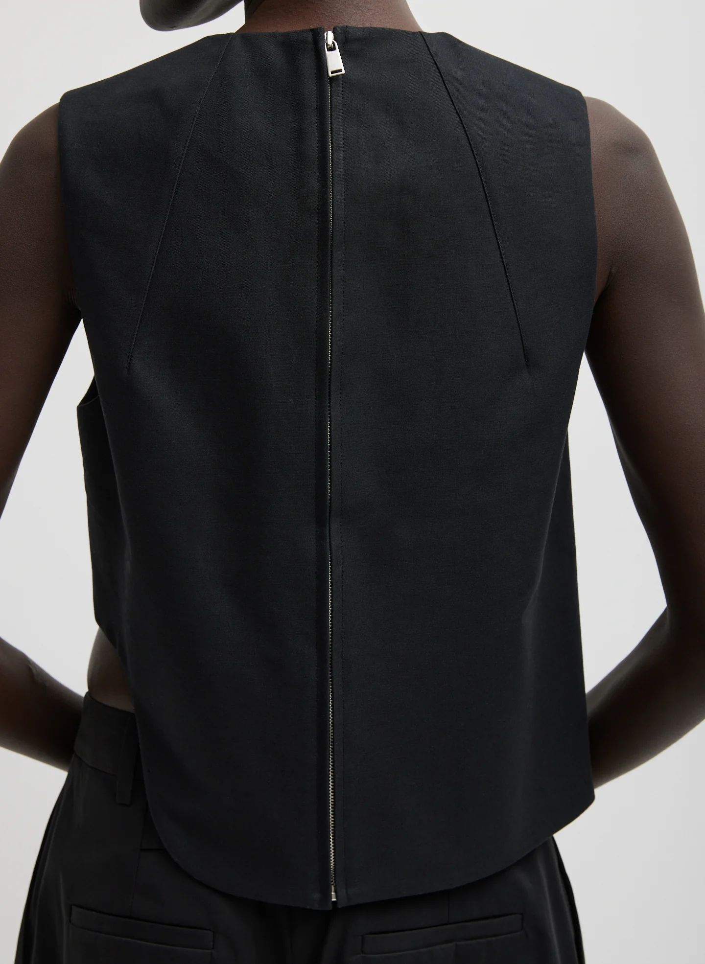 Sculpted Cotton Curved Hem Sleeveless Top - Image 2