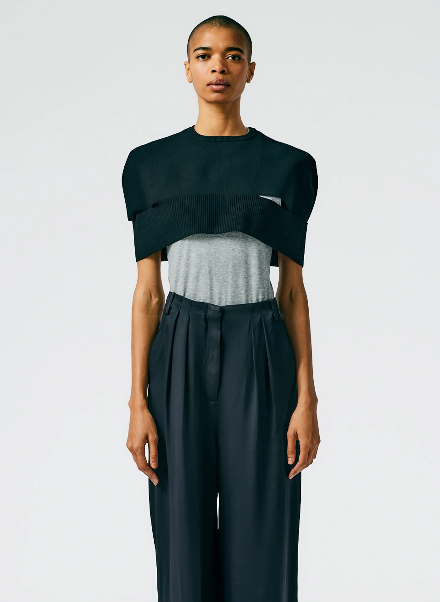 Sculpted Wool Sweater Cutout Cape - Image 2