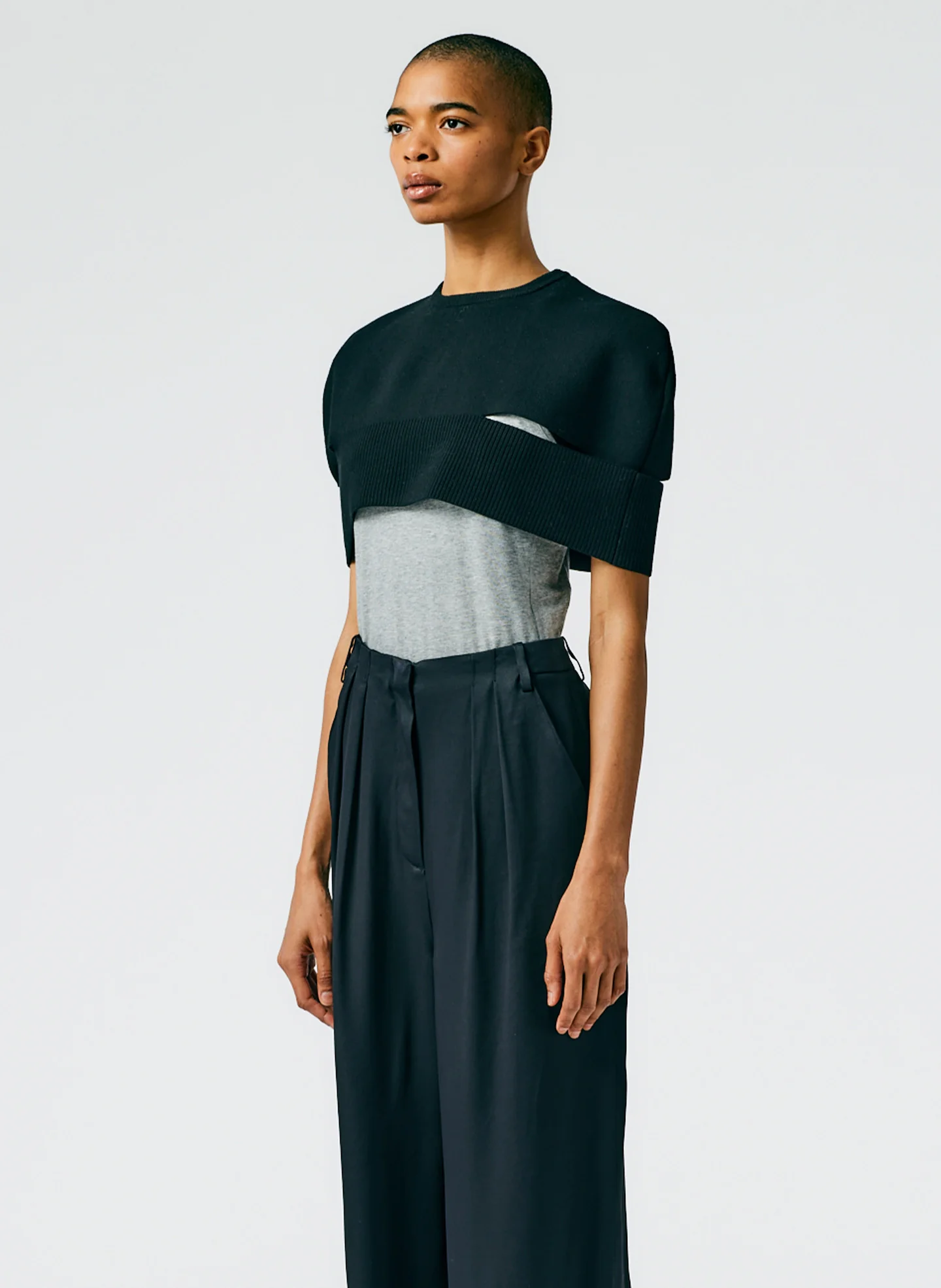 Sculpted Wool Sweater Cutout Cape - Image 3