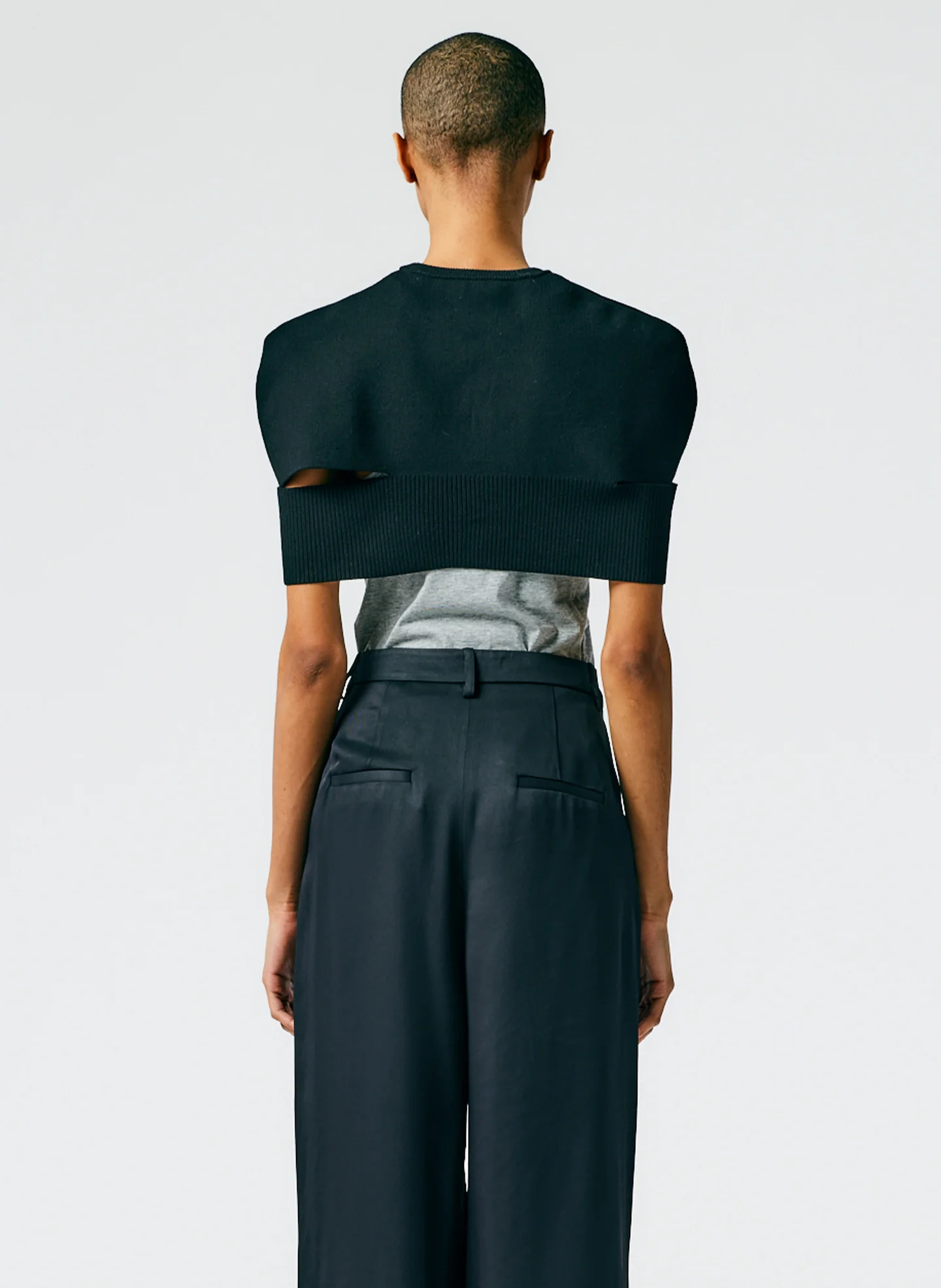 Sculpted Wool Sweater Cutout Cape - Image 4