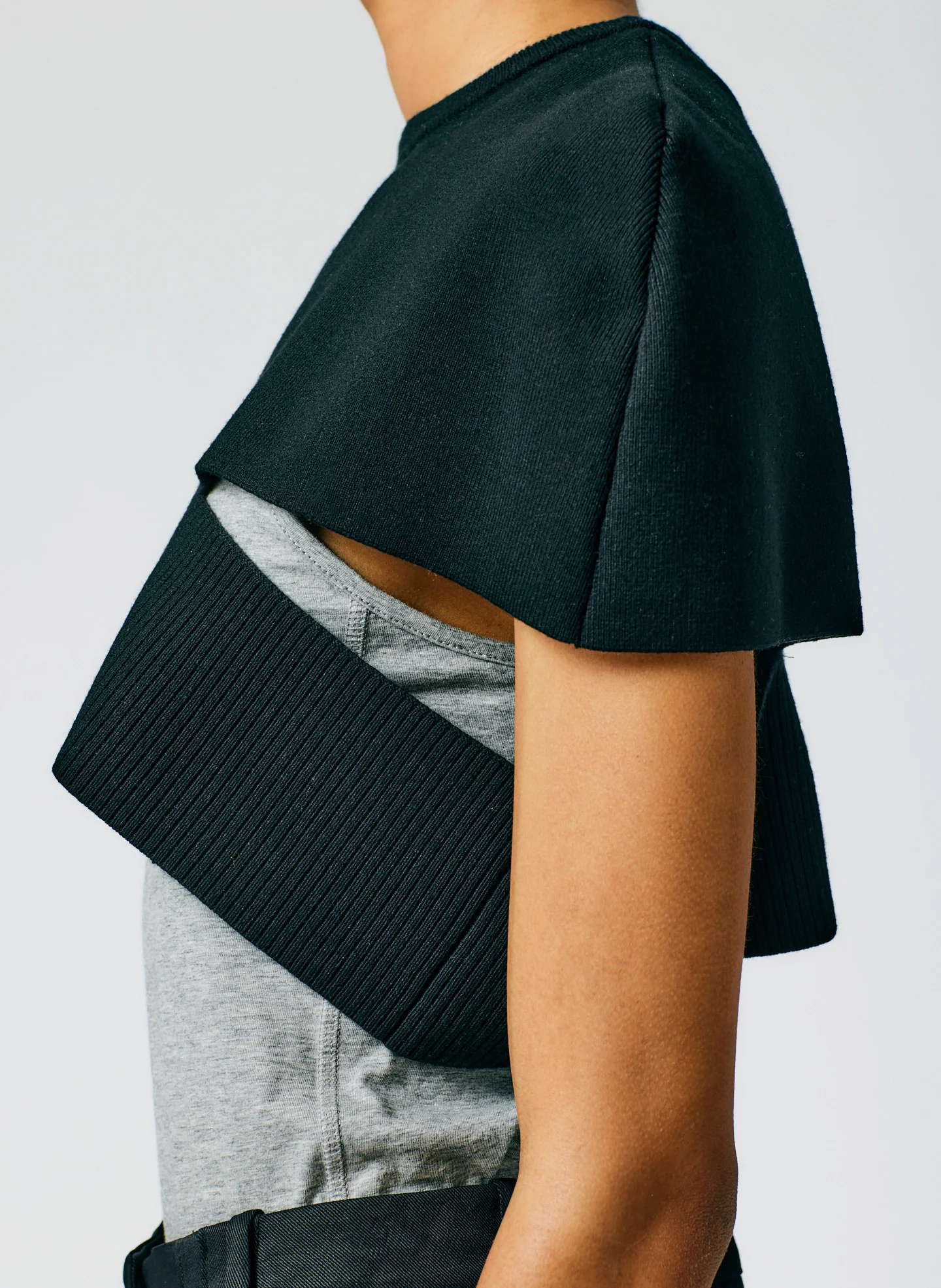 Sculpted Wool Sweater Cutout Cape - Image 5