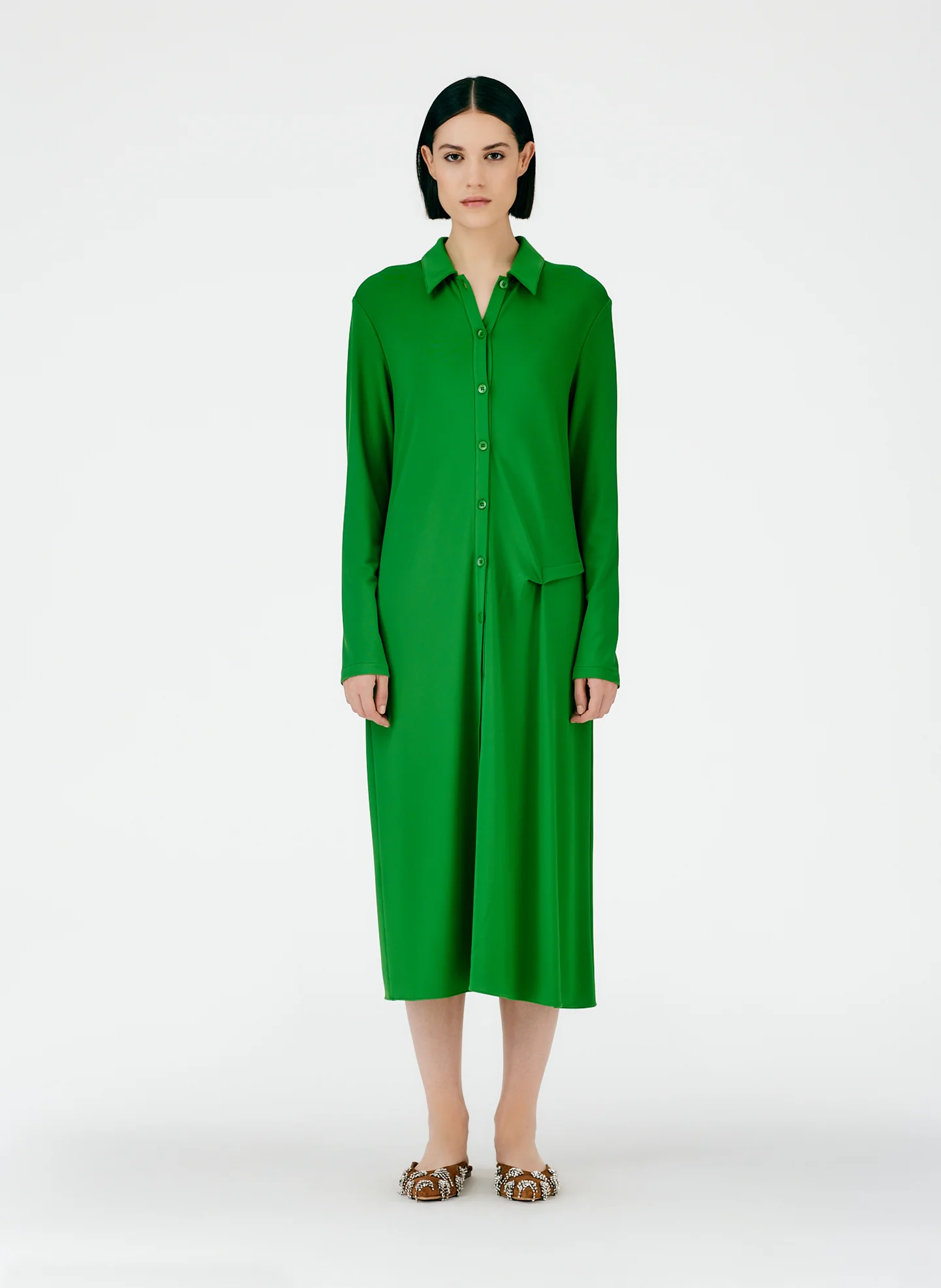 Serpentine Jersey Shirtdress