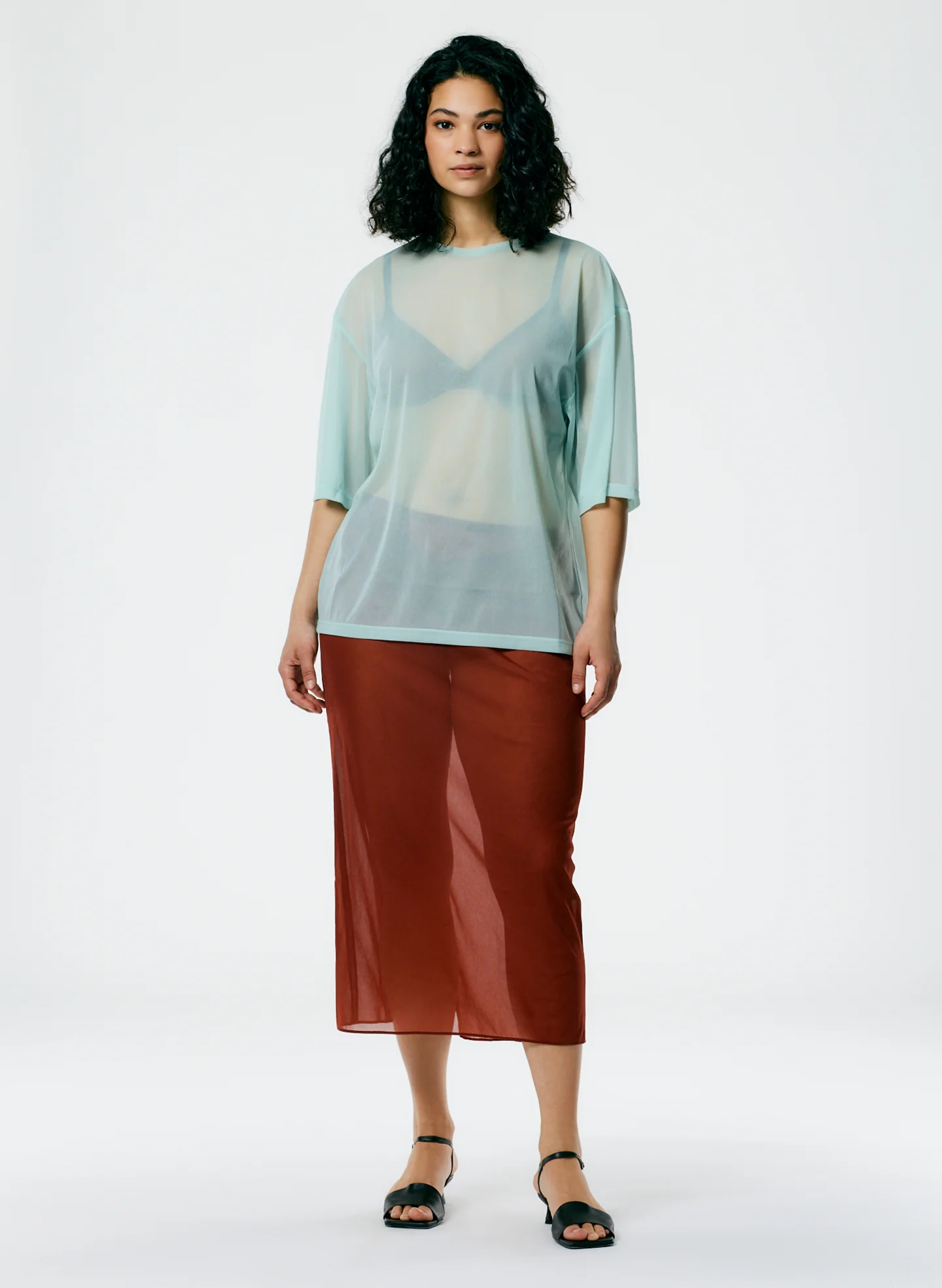 Sheer Gauze Maxi Pencil Skirt