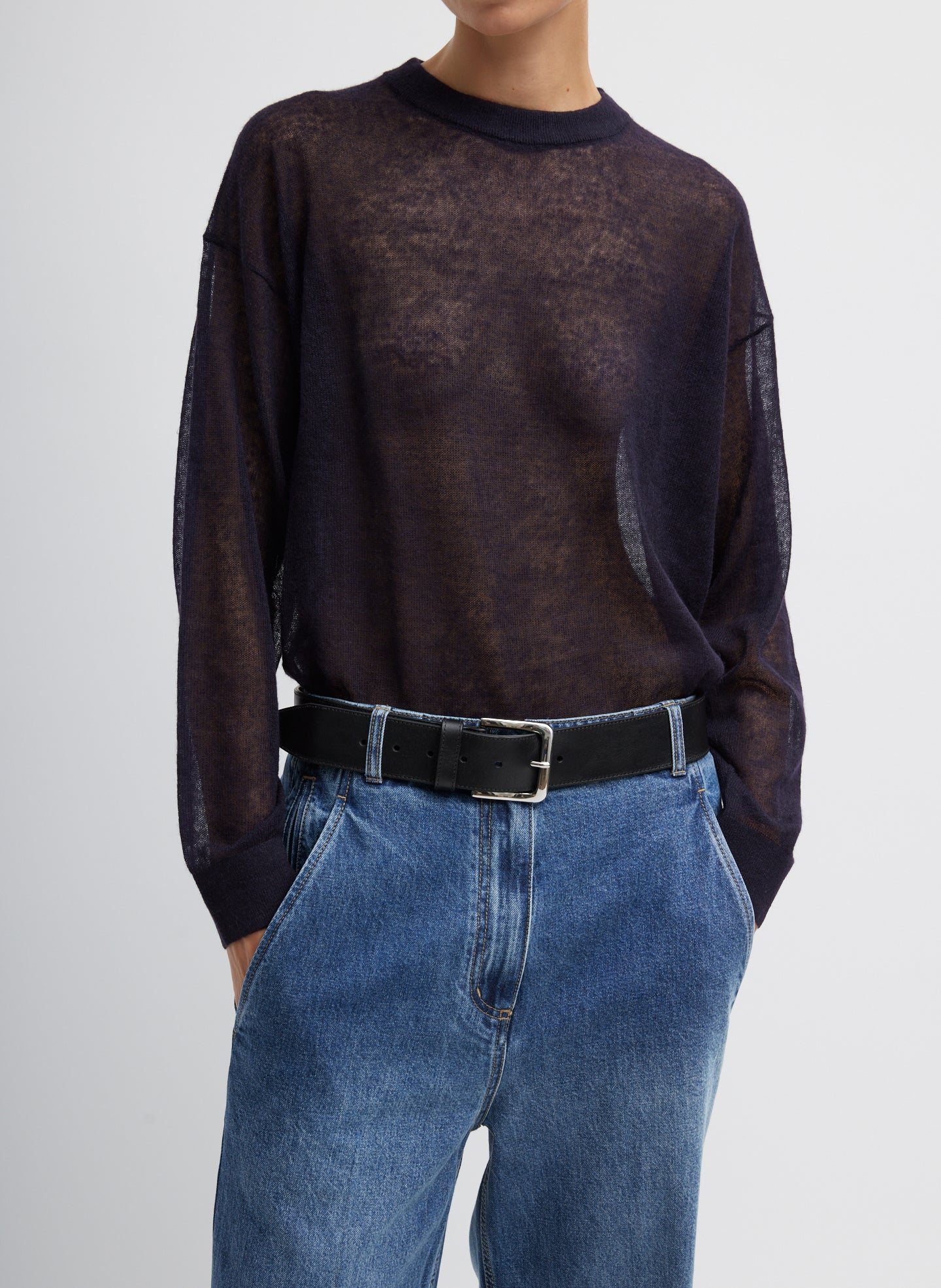 Sheer Sweater Crewneck Easy Pullover