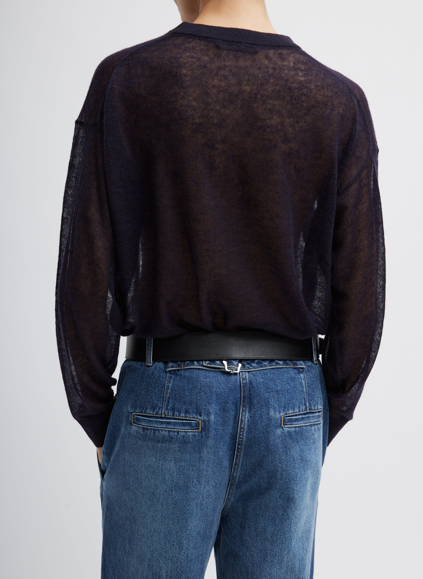 Sheer Sweater Crewneck Easy Pullover - Image 3