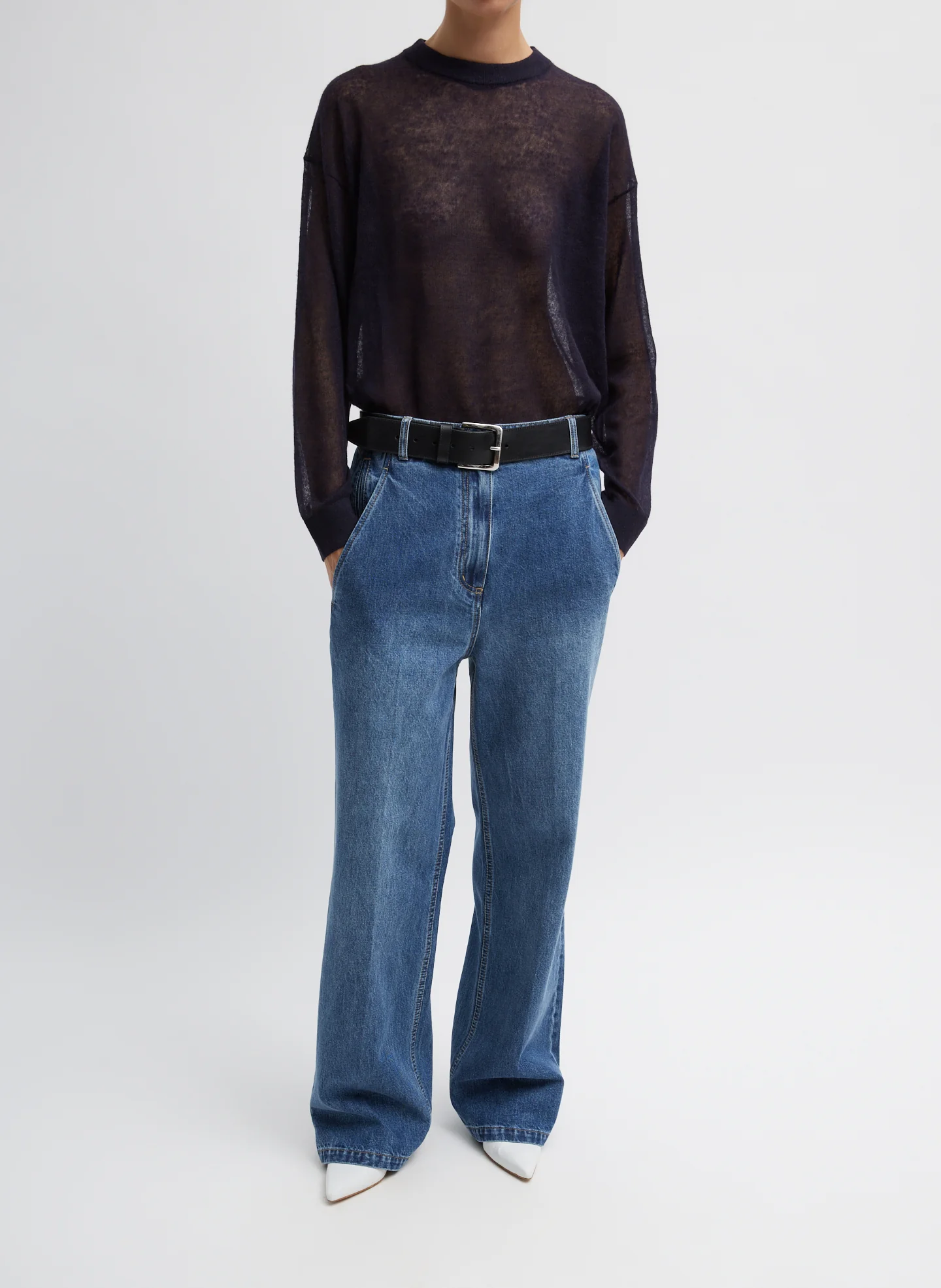 Sheer Sweater Crewneck Easy Pullover - Image 4