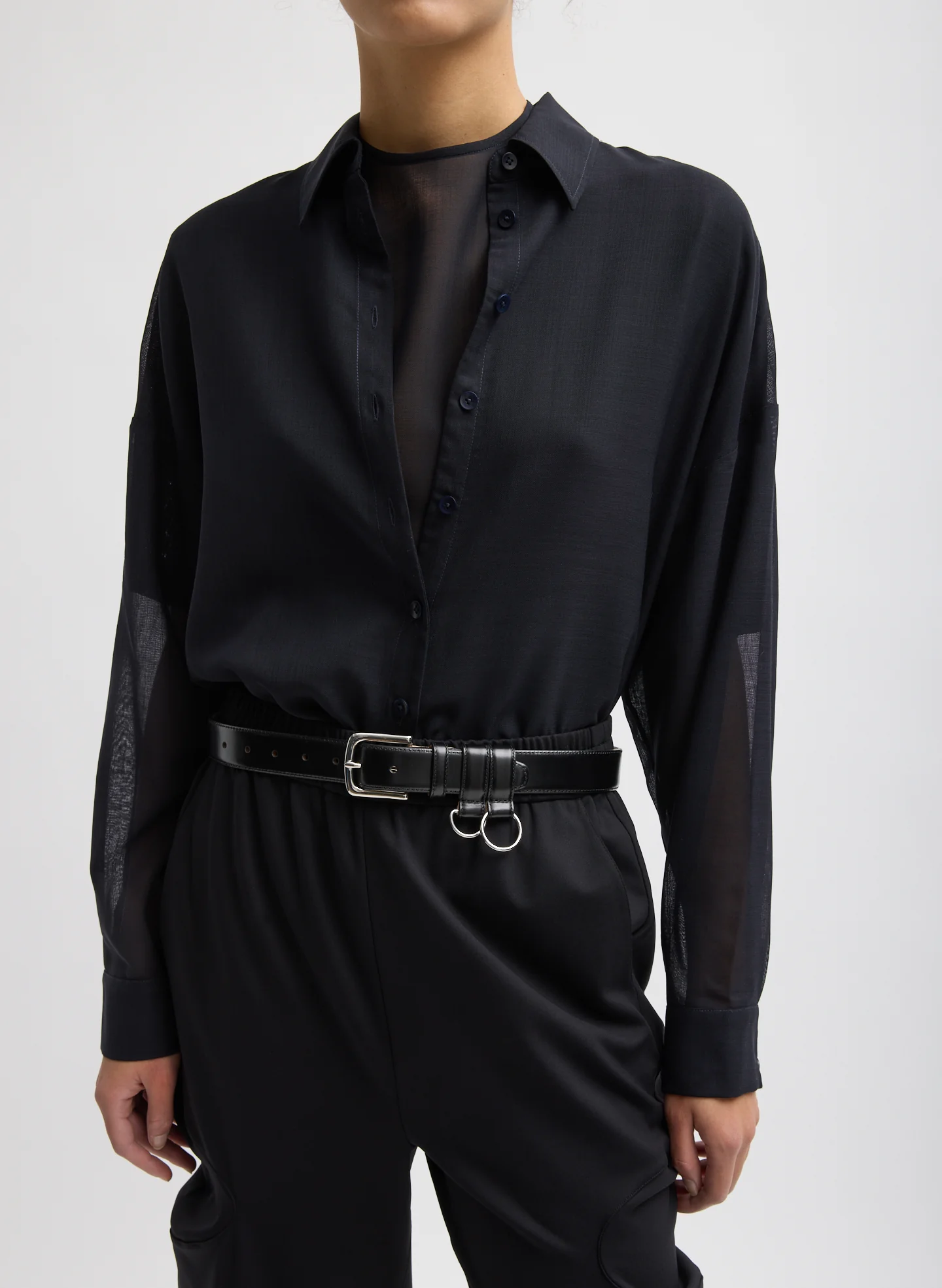 Sheer Wool Gauze Oversized Shirt - Image 3