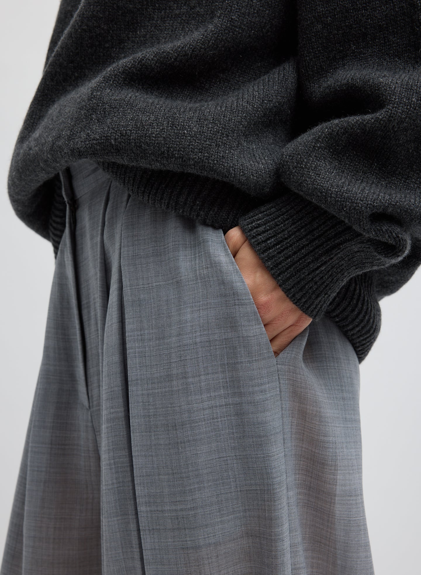 Sheer Wool Gauze Pleated Balloon Pant - Image 4