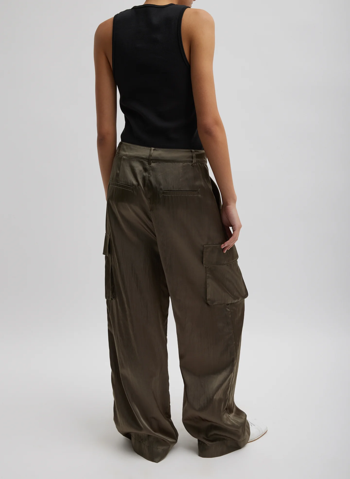 Shiny Nylon Pleated Stella Cargo Pant - Image 6