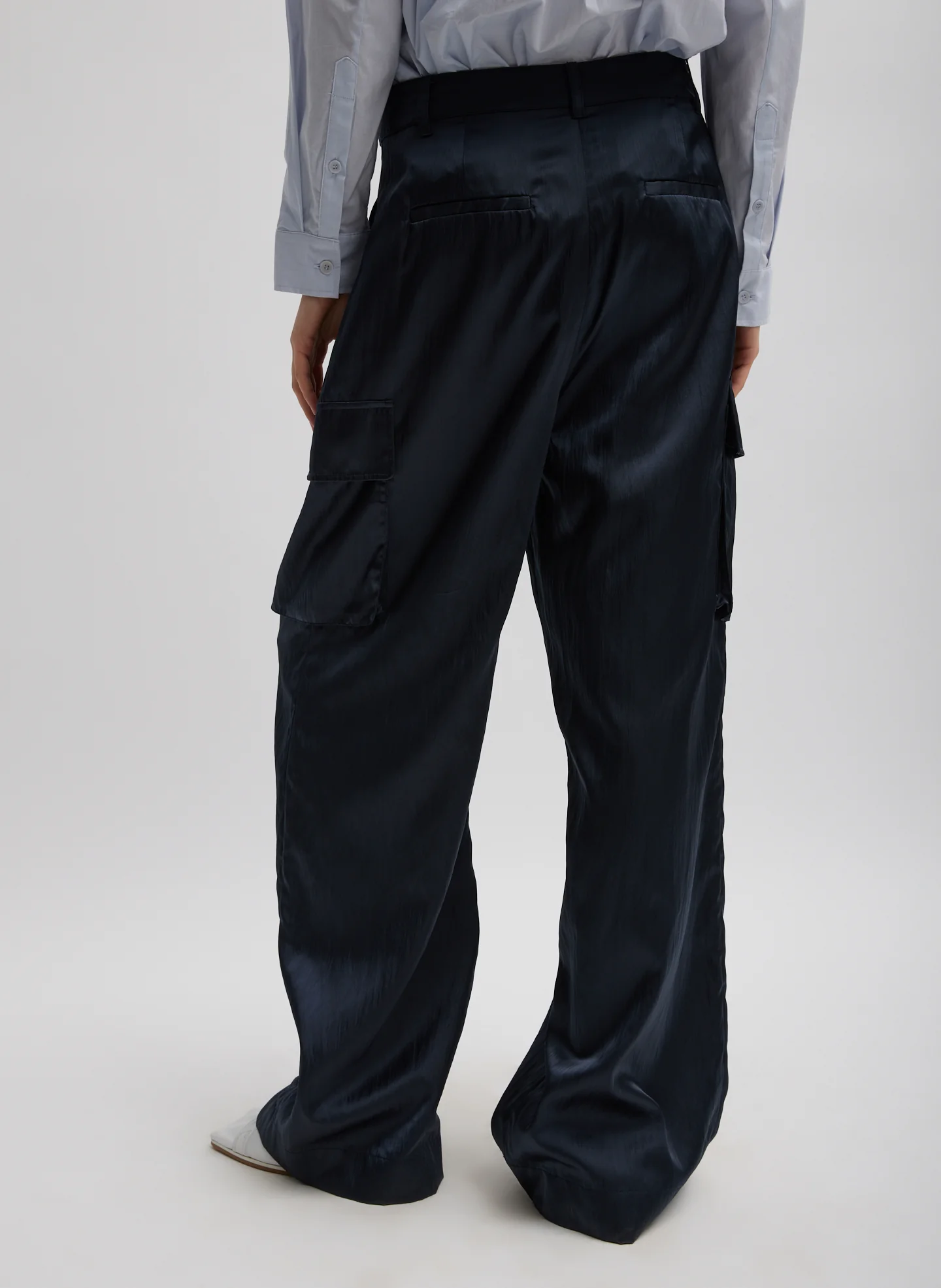 Shiny Nylon Pleated Stella Cargo Pant - Image 3