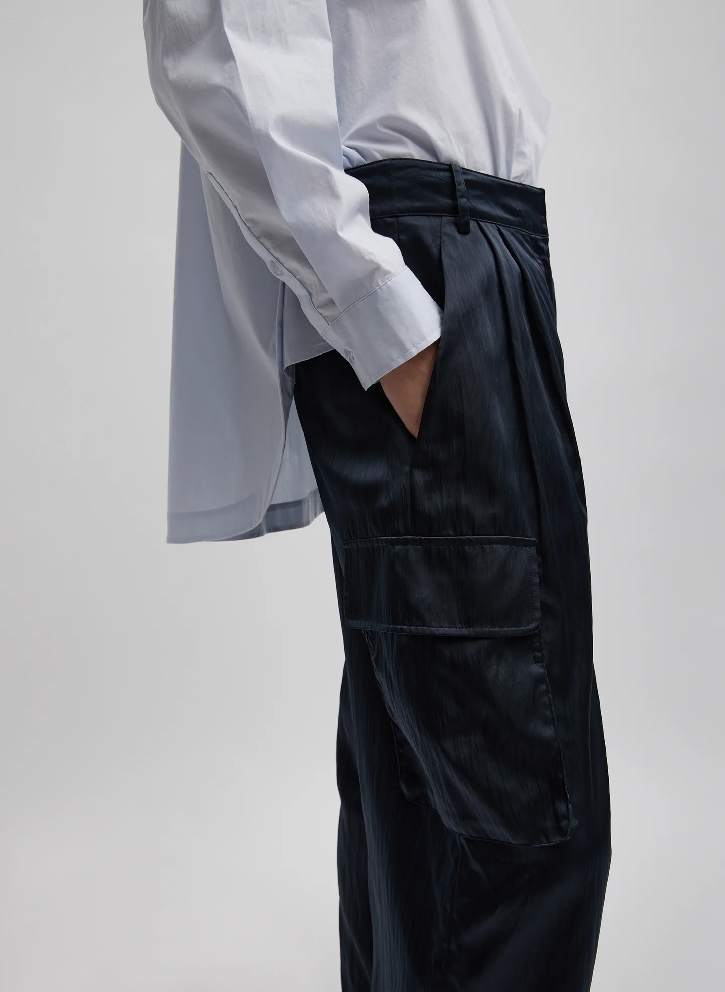 Shiny Nylon Pleated Stella Cargo Pant - Image 4
