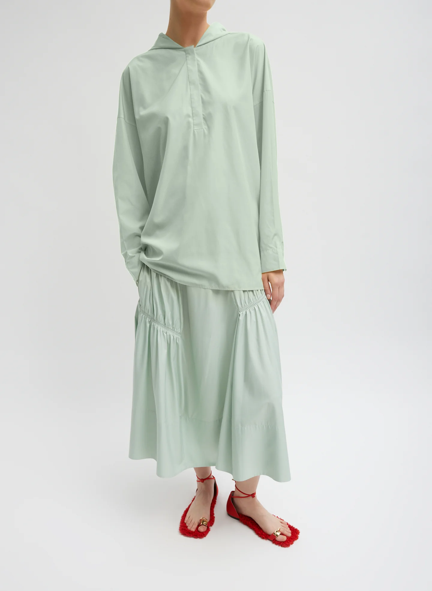 Shirred Nylon Paneled Skirt - Image 11