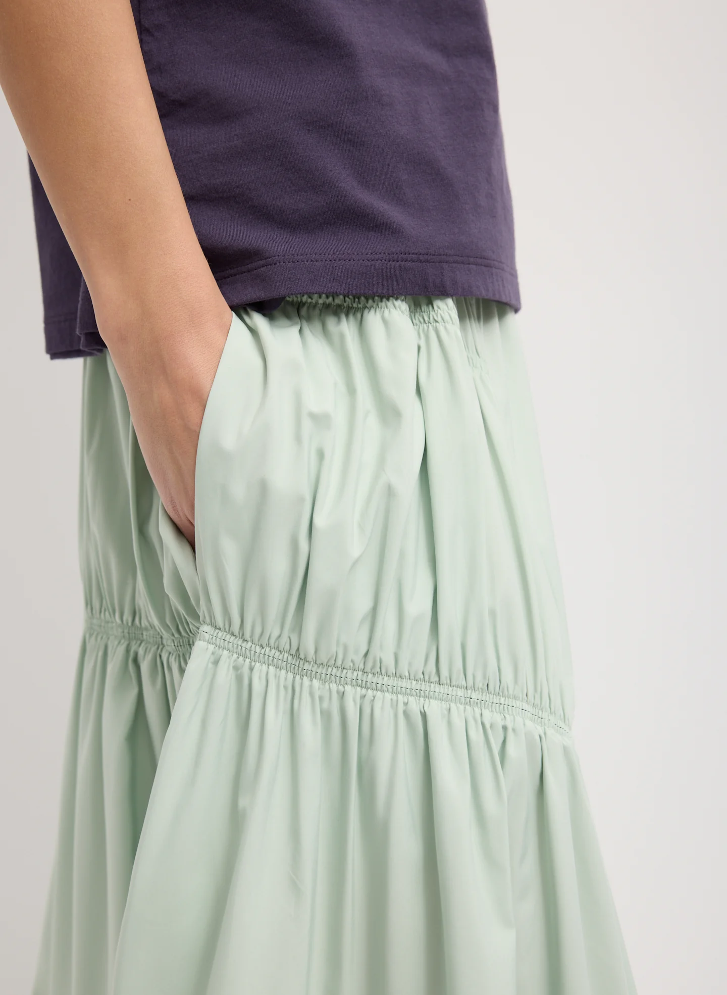 Shirred Nylon Paneled Skirt - Image 3