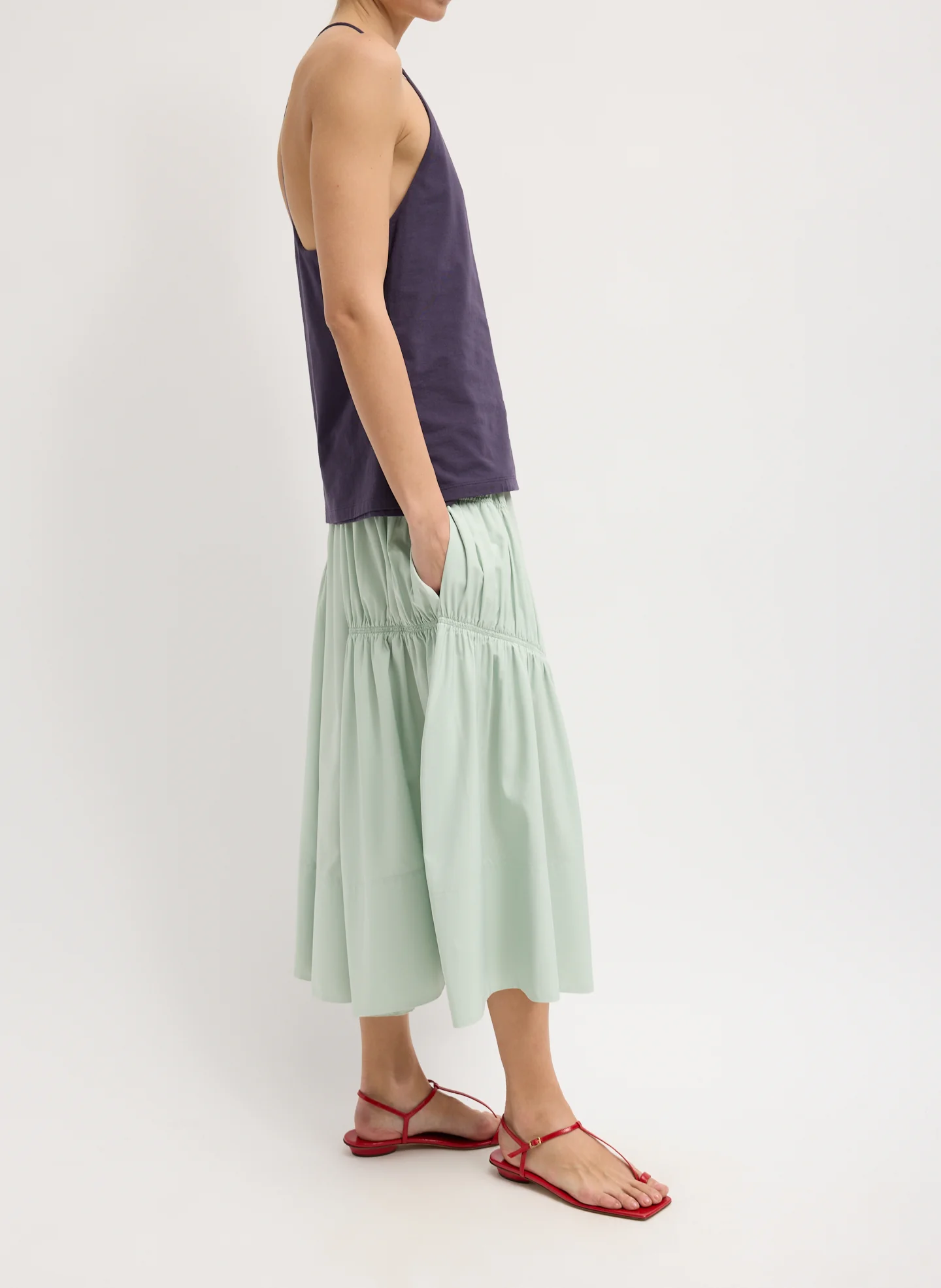 Shirred Nylon Paneled Skirt - Image 4