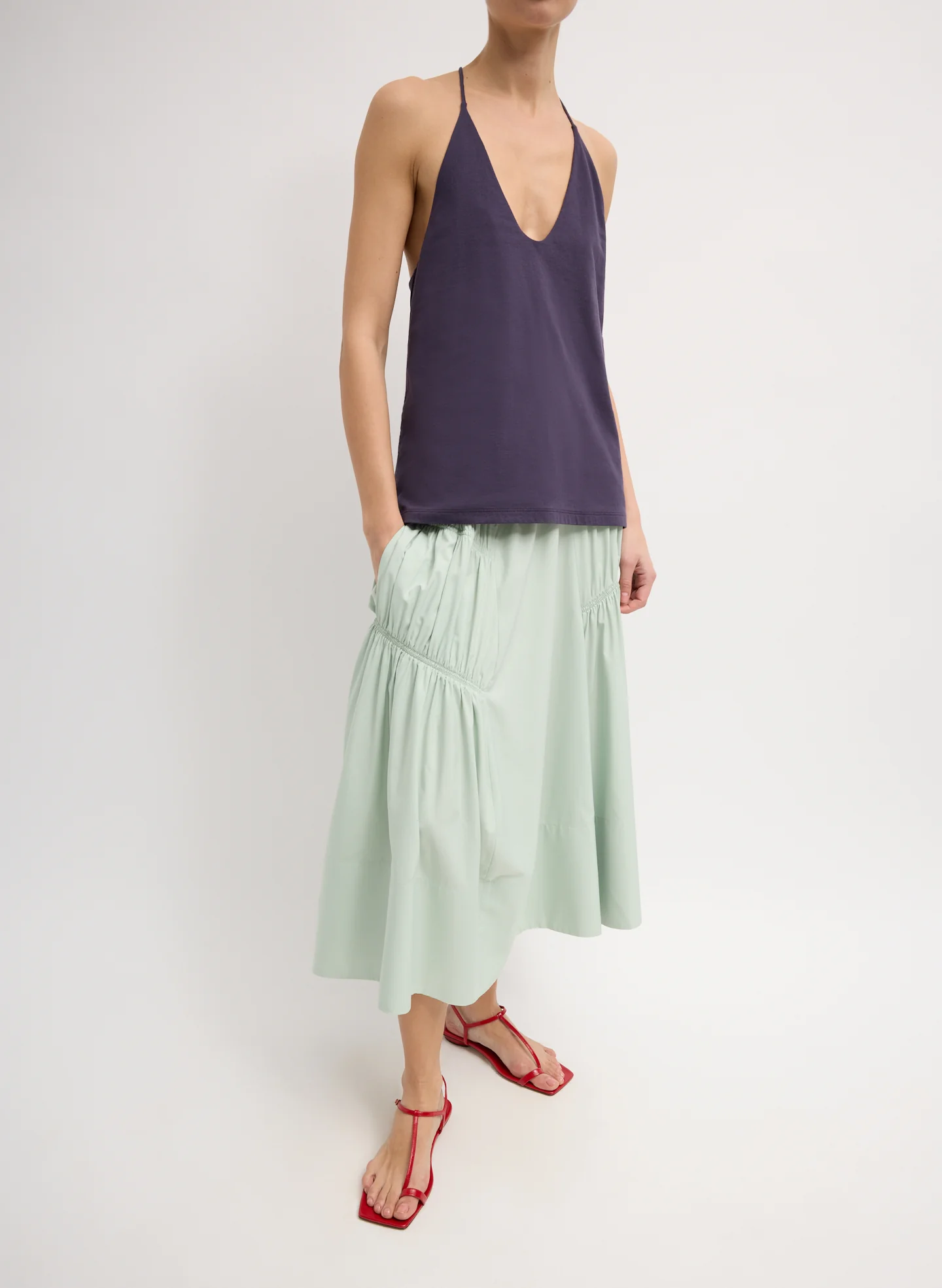 Shirred Nylon Paneled Skirt - Image 5