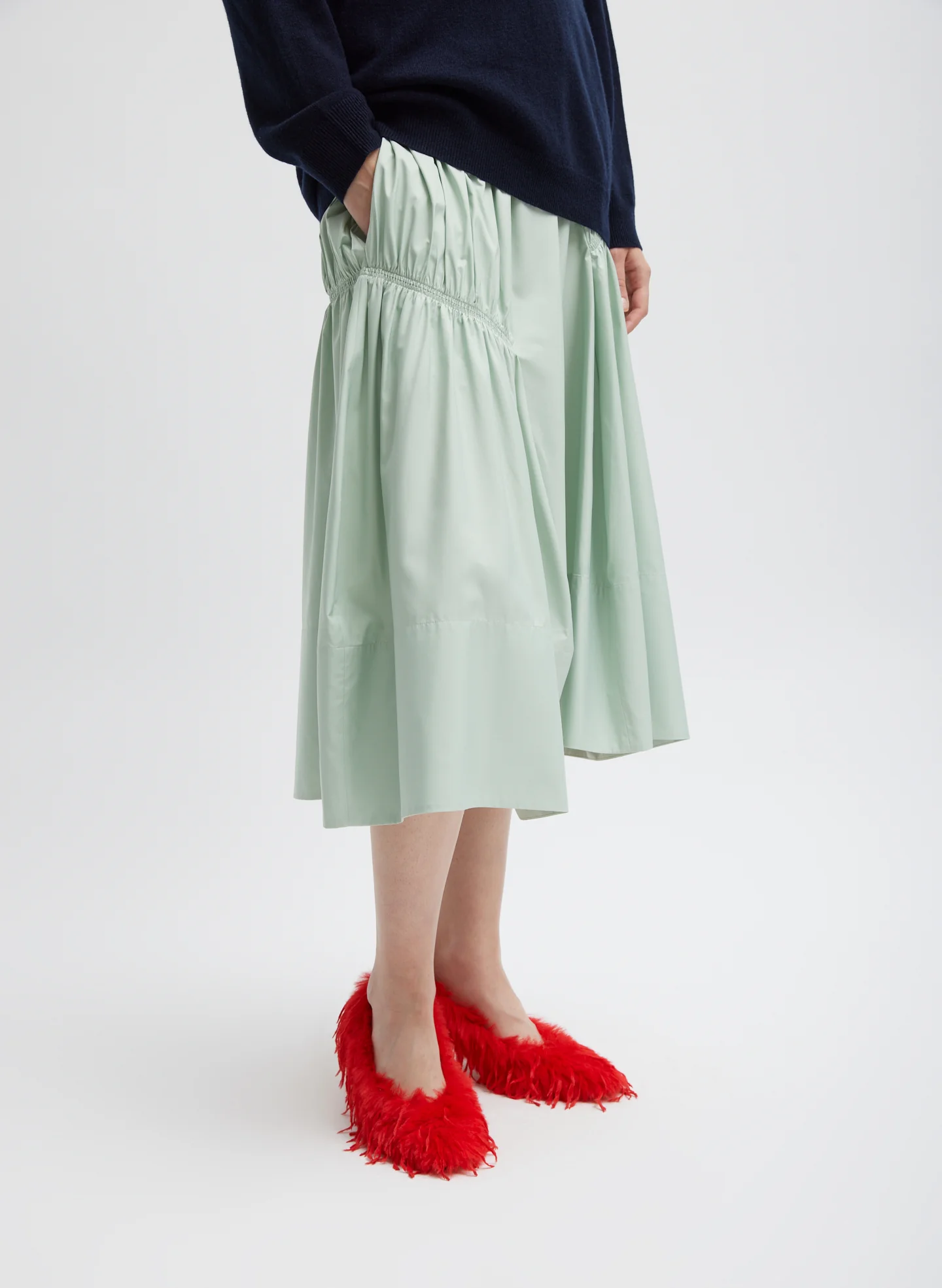 Shirred Nylon Paneled Skirt - Image 6