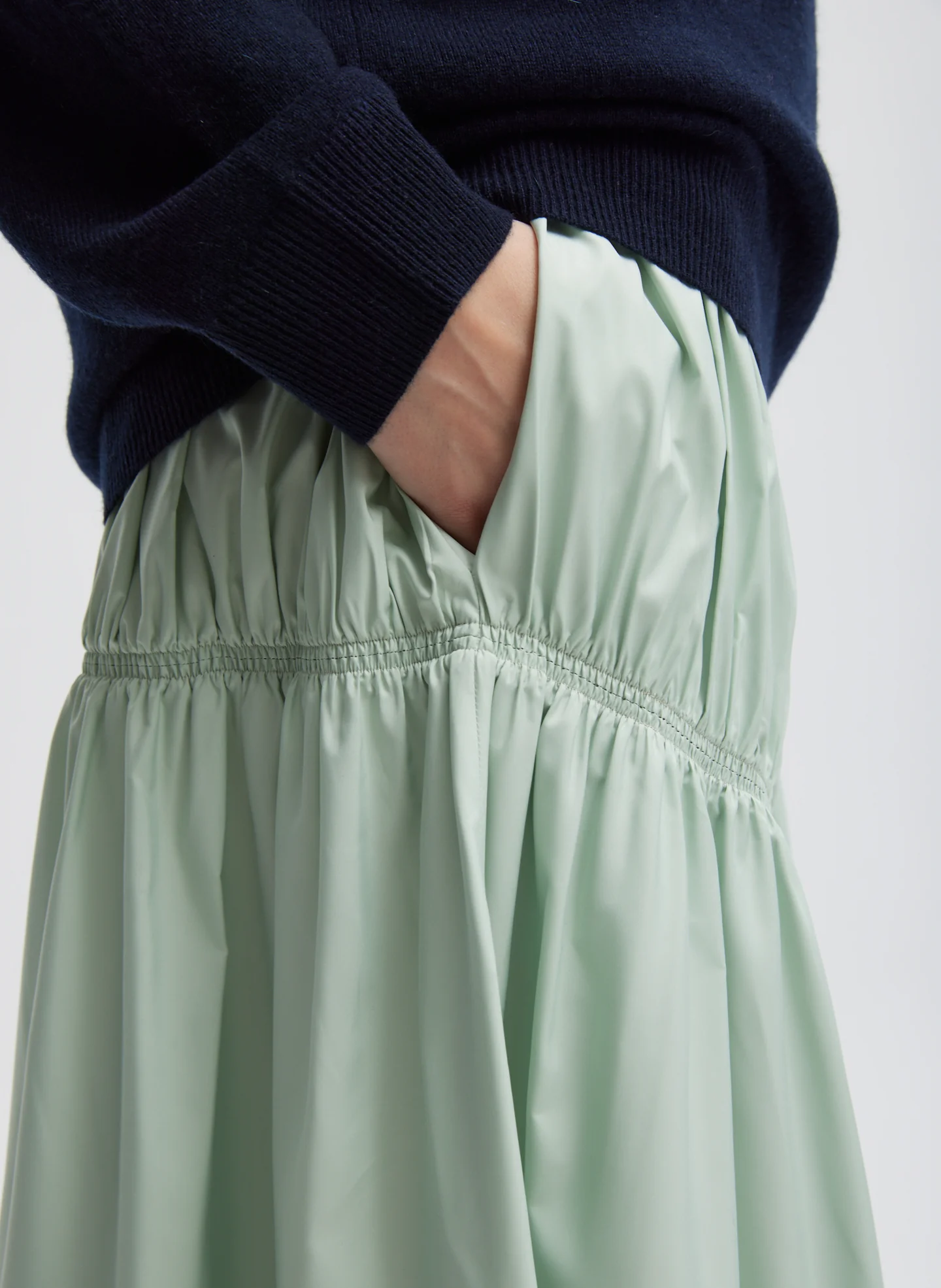 Shirred Nylon Paneled Skirt - Image 7