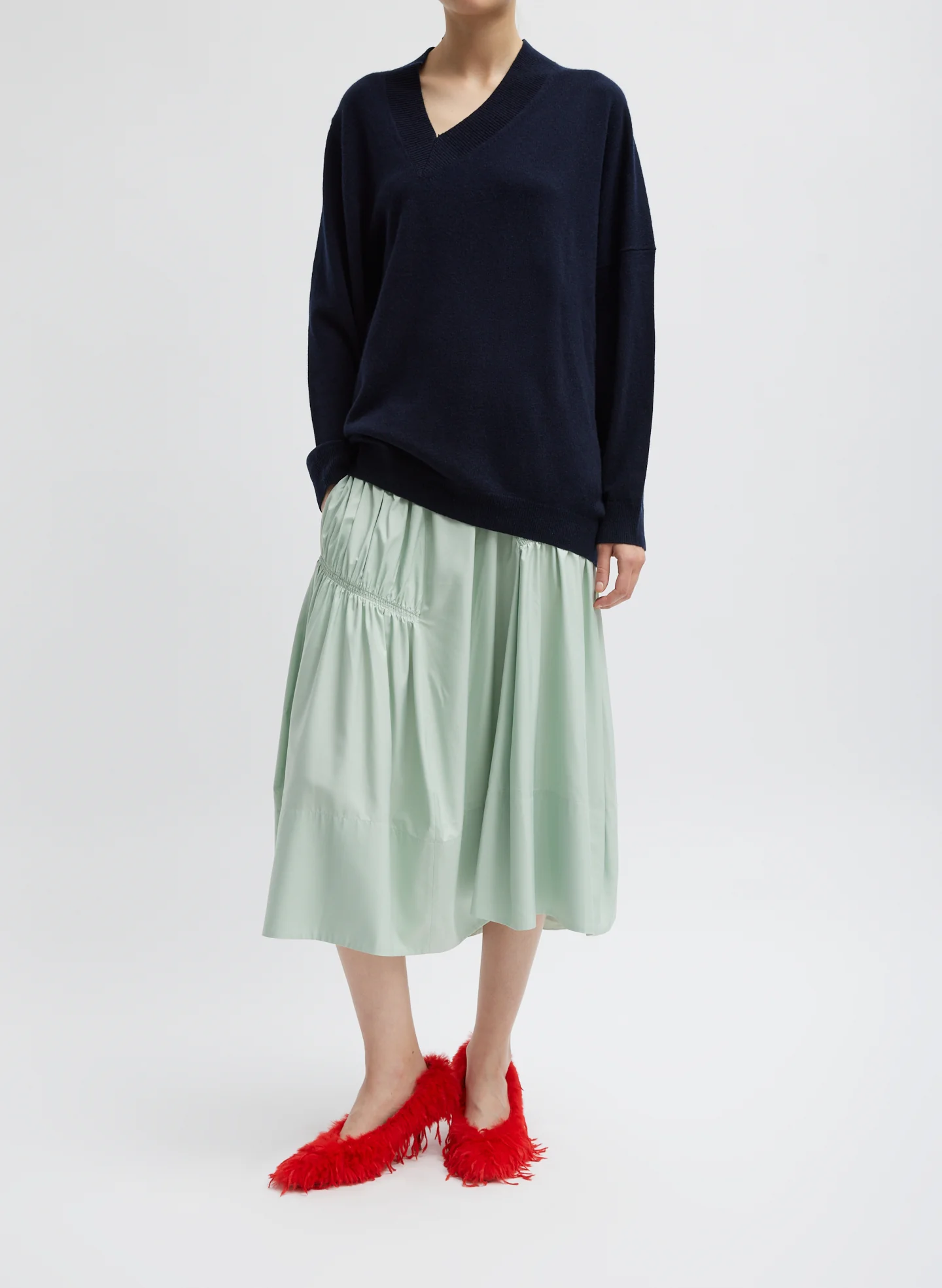 Shirred Nylon Paneled Skirt - Image 9