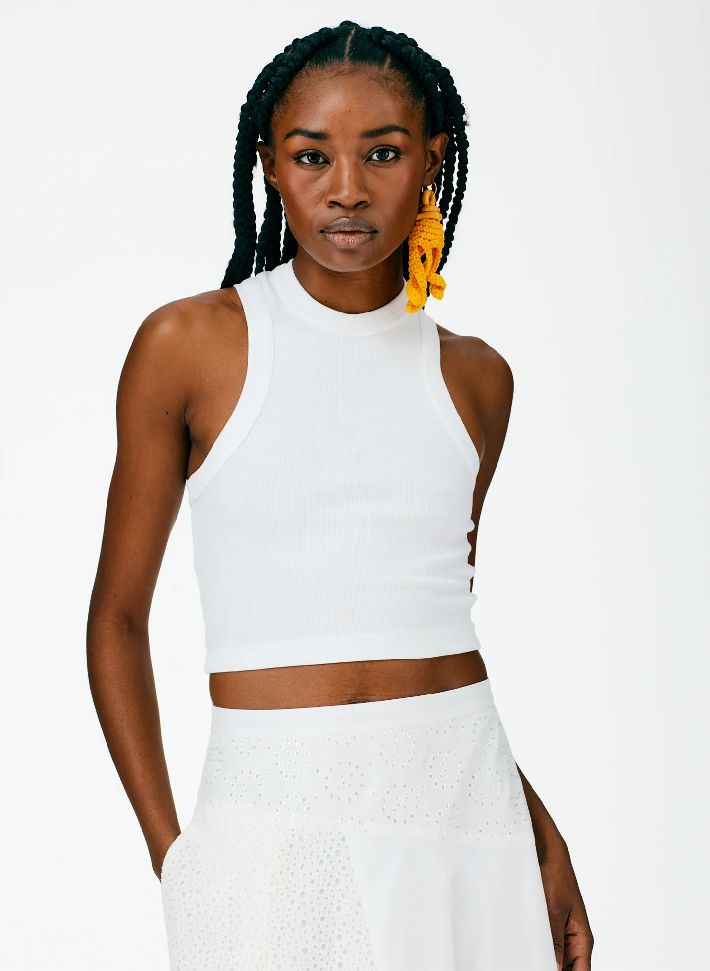 Silk Cotton Eyelet Asymmetrical Balloon Skirt - Petite - Image 6