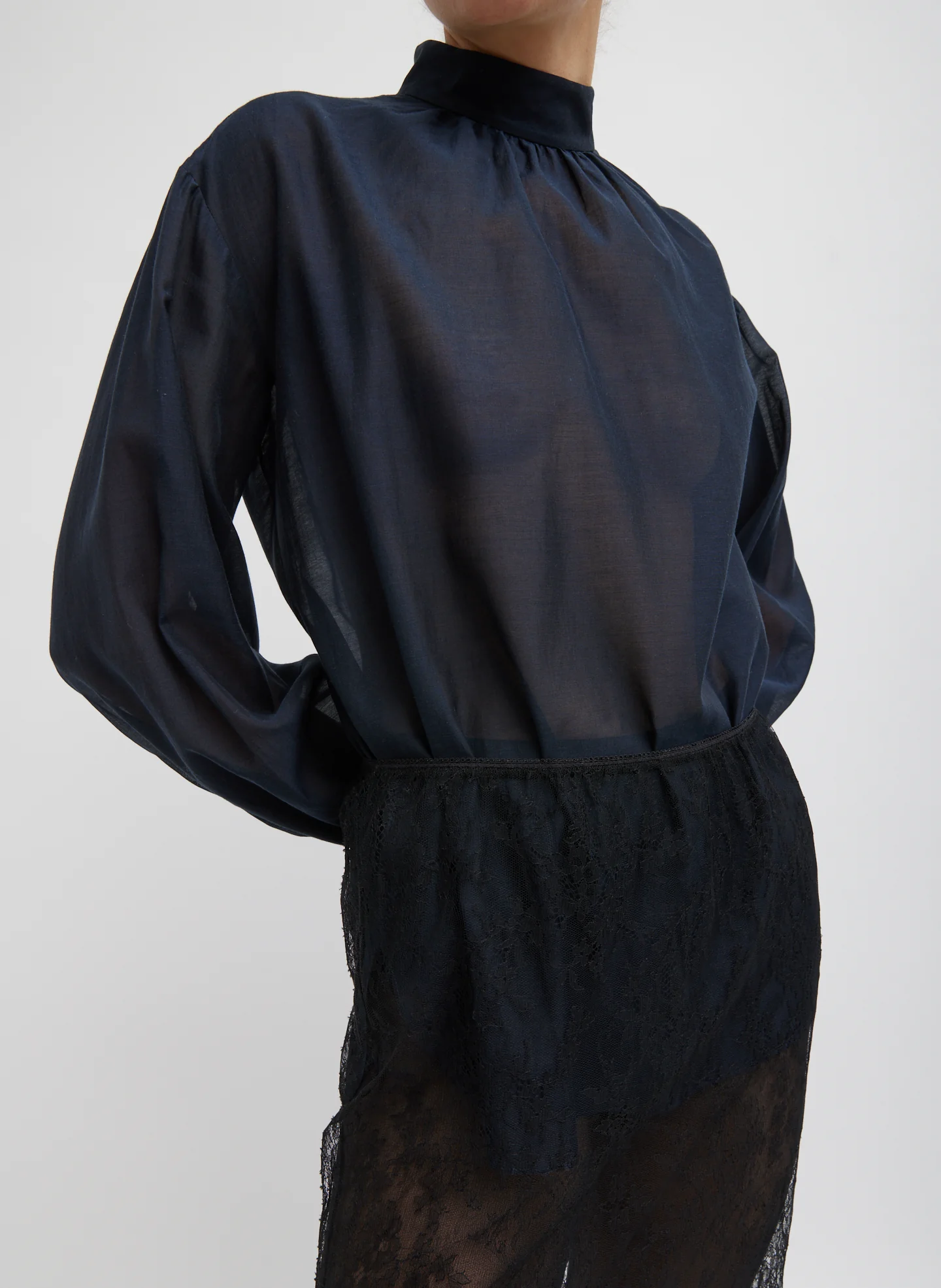 Silk Cotton Shirred Neck Blouse - Image 6